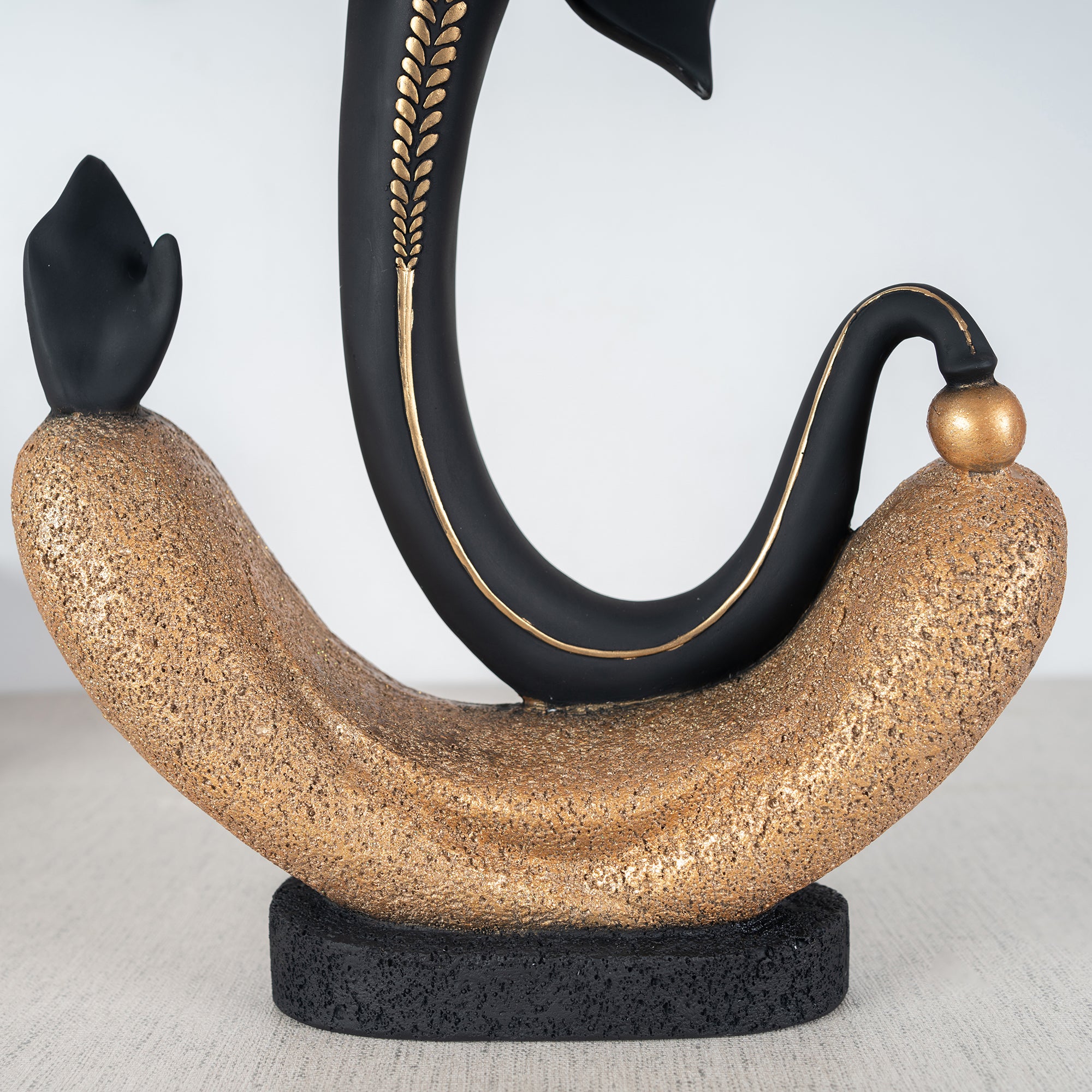 Eternal Ganesha Polyresin Hand Finished Figurine 41Cm in Black & Gold Colour