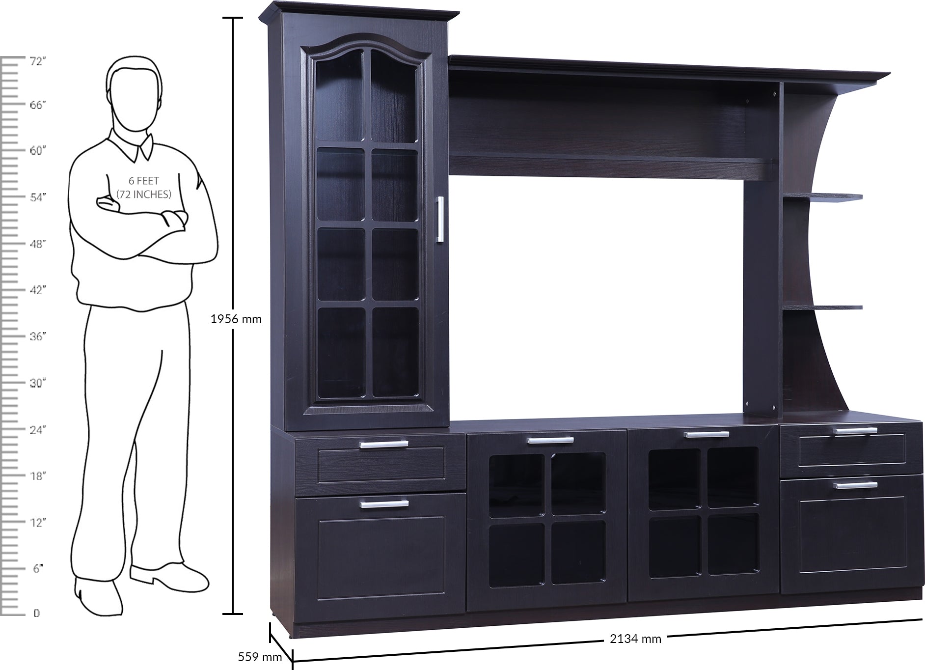 Mandrin Engineered Wood Wall Unit in Wenge Colour