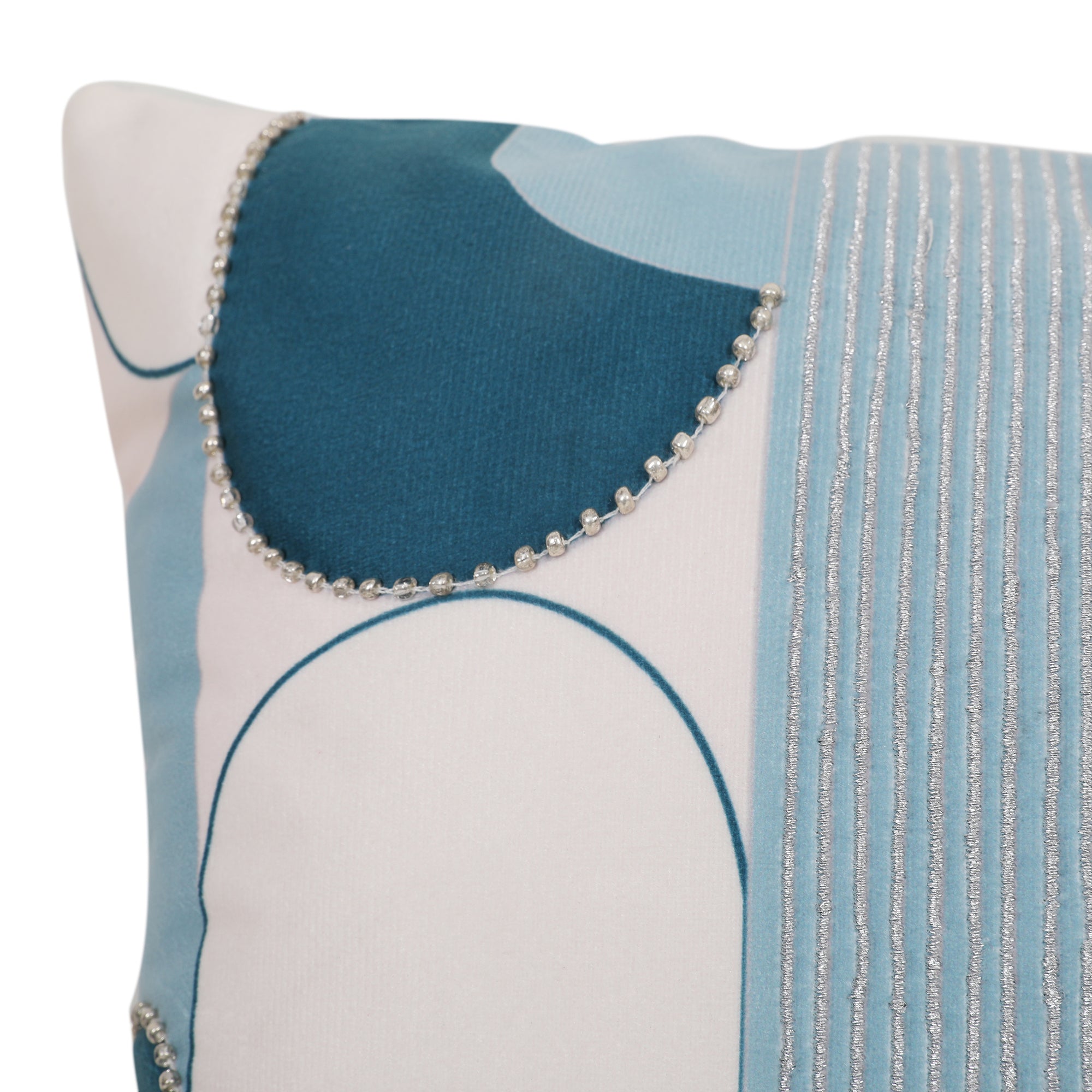 Plush Elegance Art Deco Cushion Cover Blue, 30X45cm