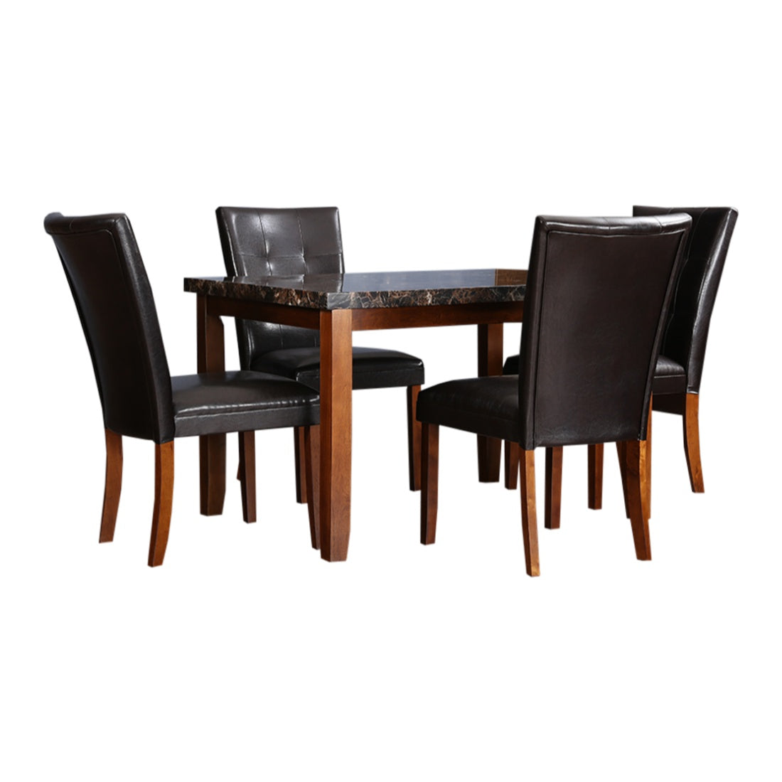 Eden Marble Finish Top 4 Seater Dining Set in Brown Colour