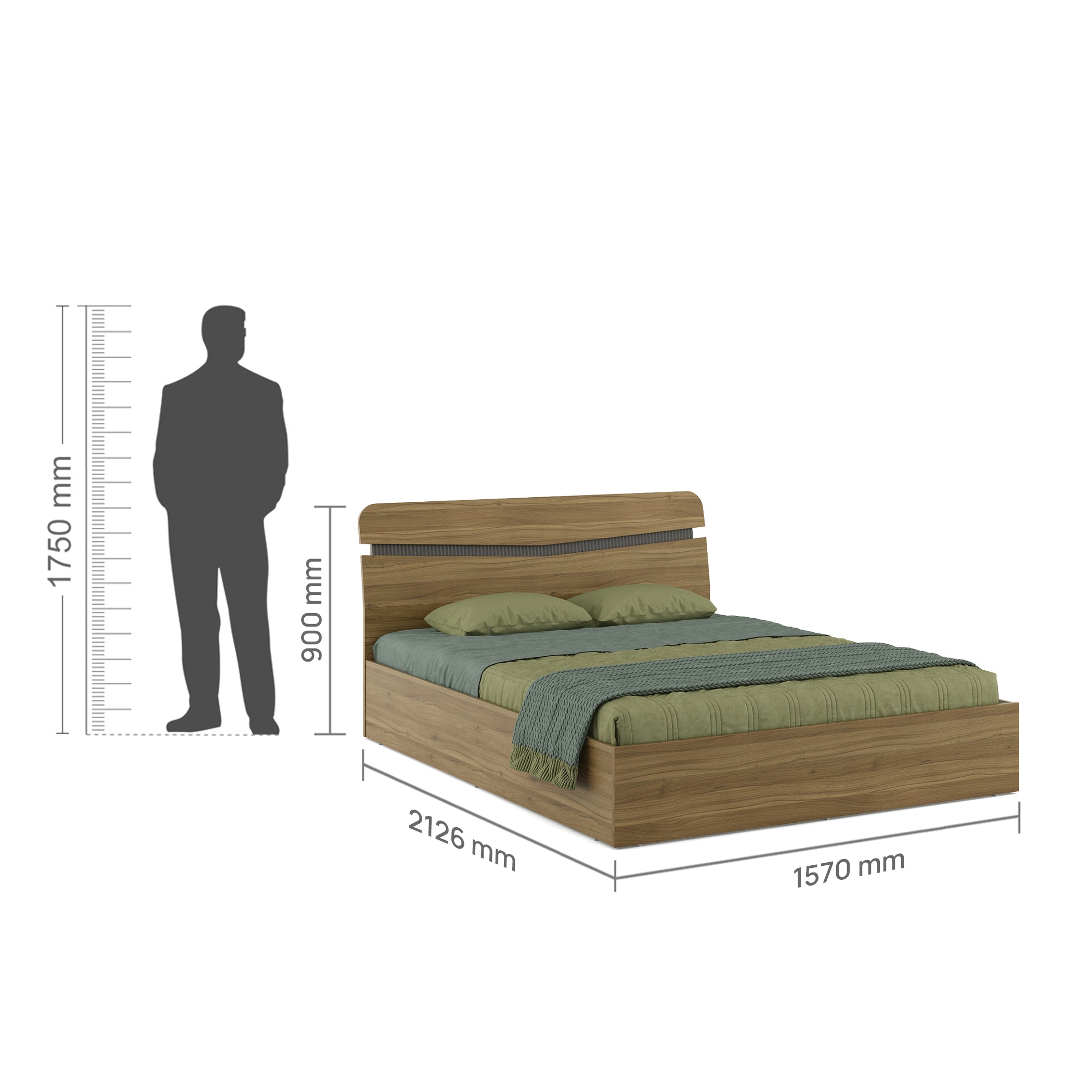 Paula Engineered Wood Queen Bed Box Storage with 3 Door Wardrobe & Night Stand Package