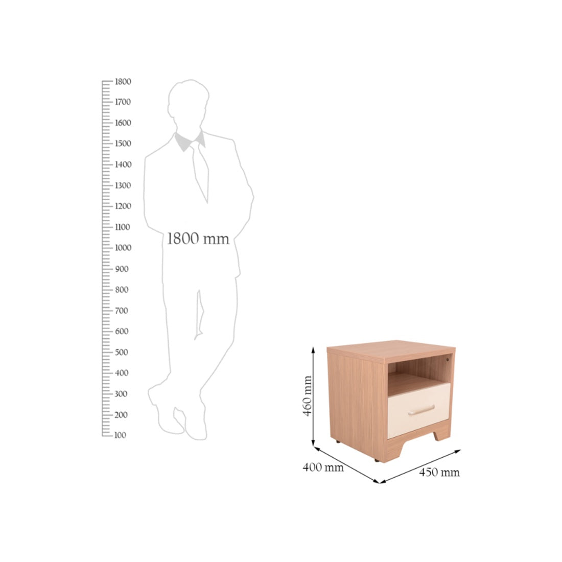 Ambra Night Stand in Oak Colour