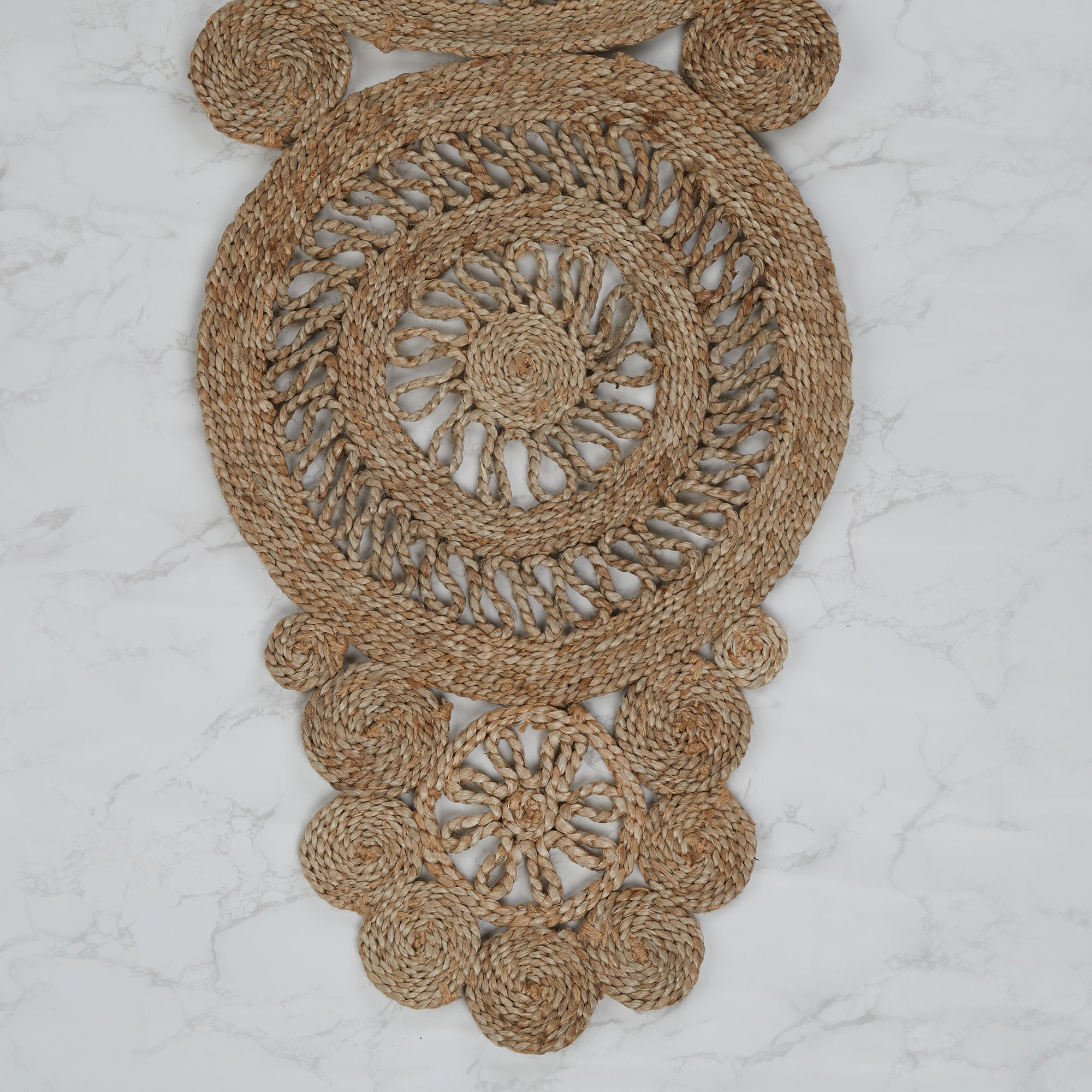 Boho Handmade Jute Runner 38x116 Cm in Natural Colour