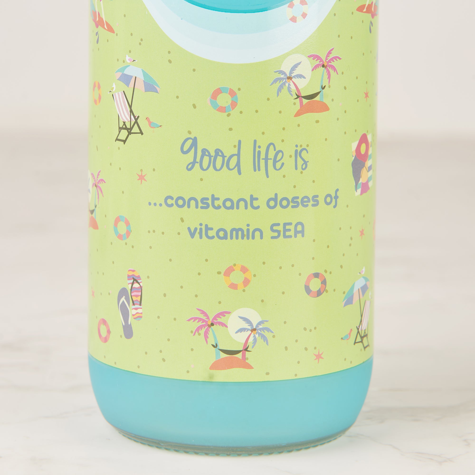 Good Life Glass Frosted Bottle 1 Ltr in Blue Colour