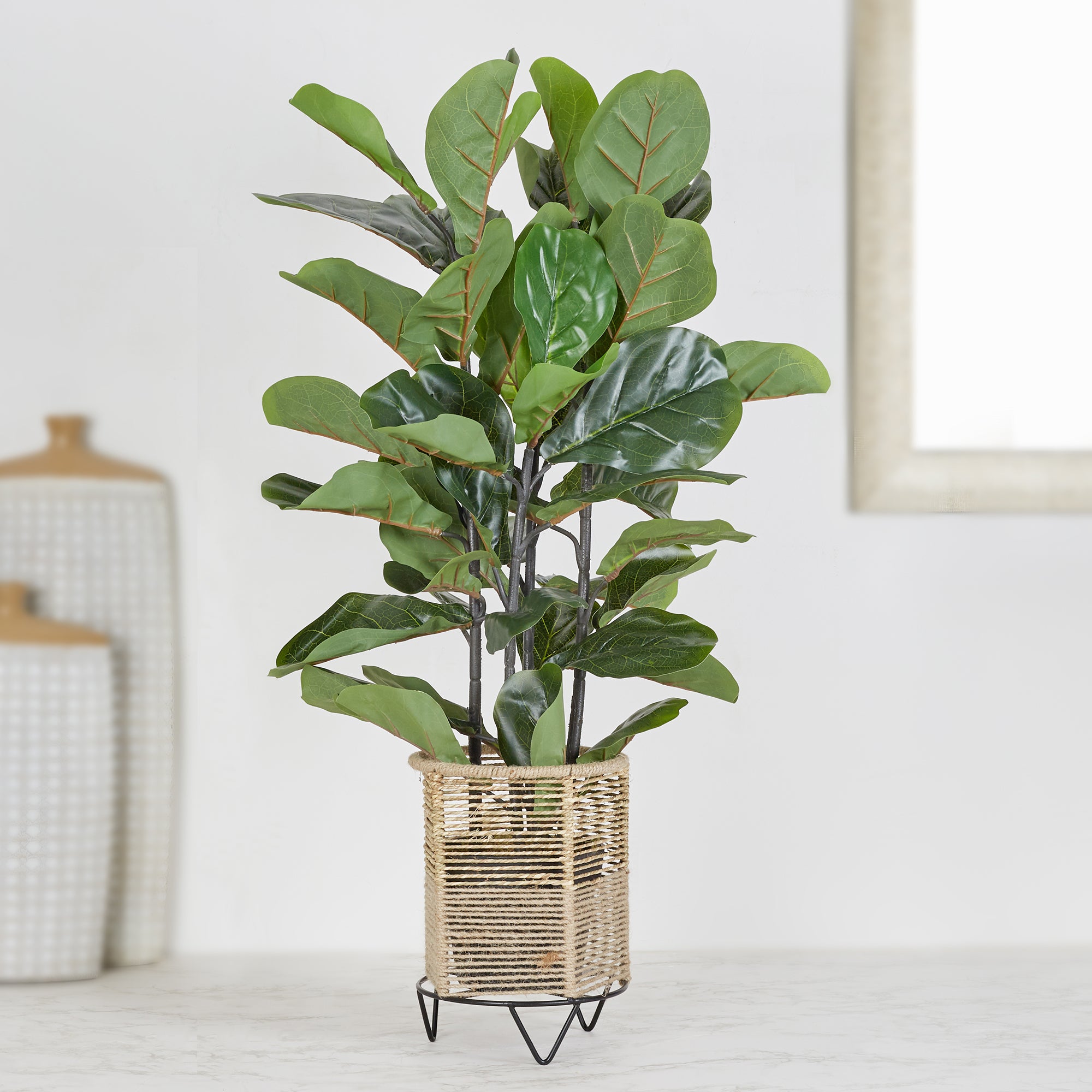 Ilana Artificial Fiddle Potted Plant 90Cm in Green Colour