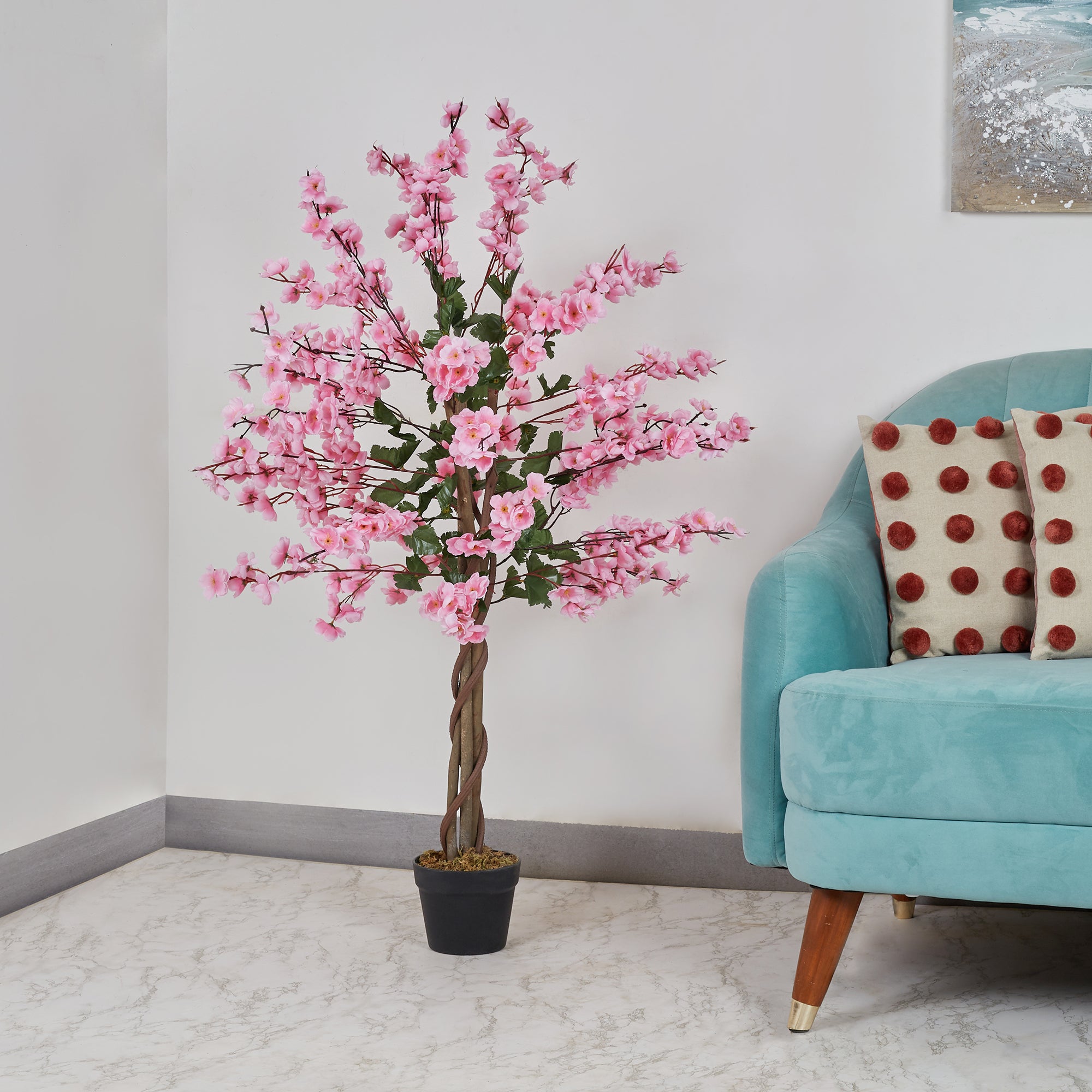 Ilana Artificial Cheery Blossom Potted Tree 120Cm in Pink Colour