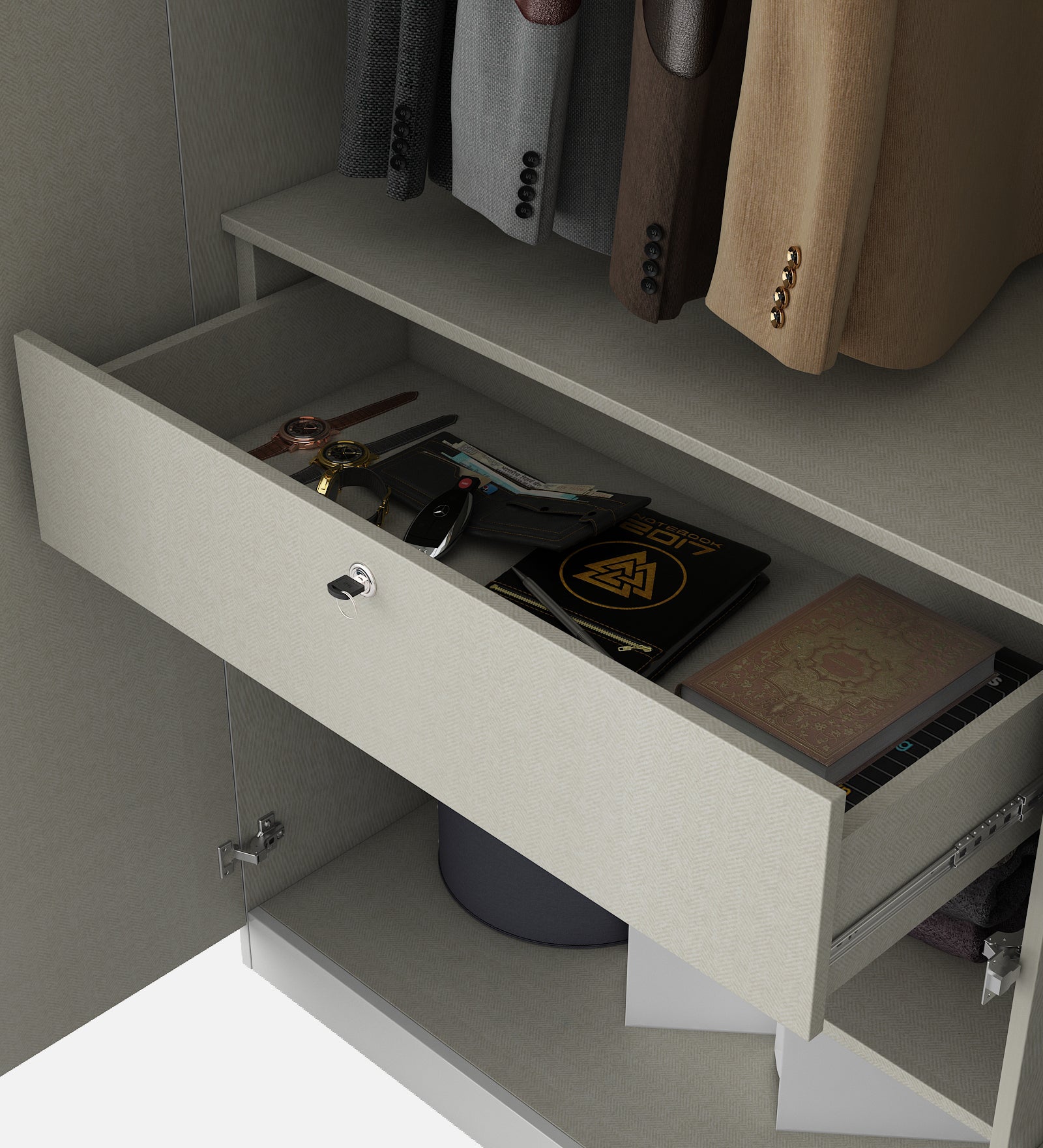 Gwen Three Door Wardrobe With Mirror in White Colour