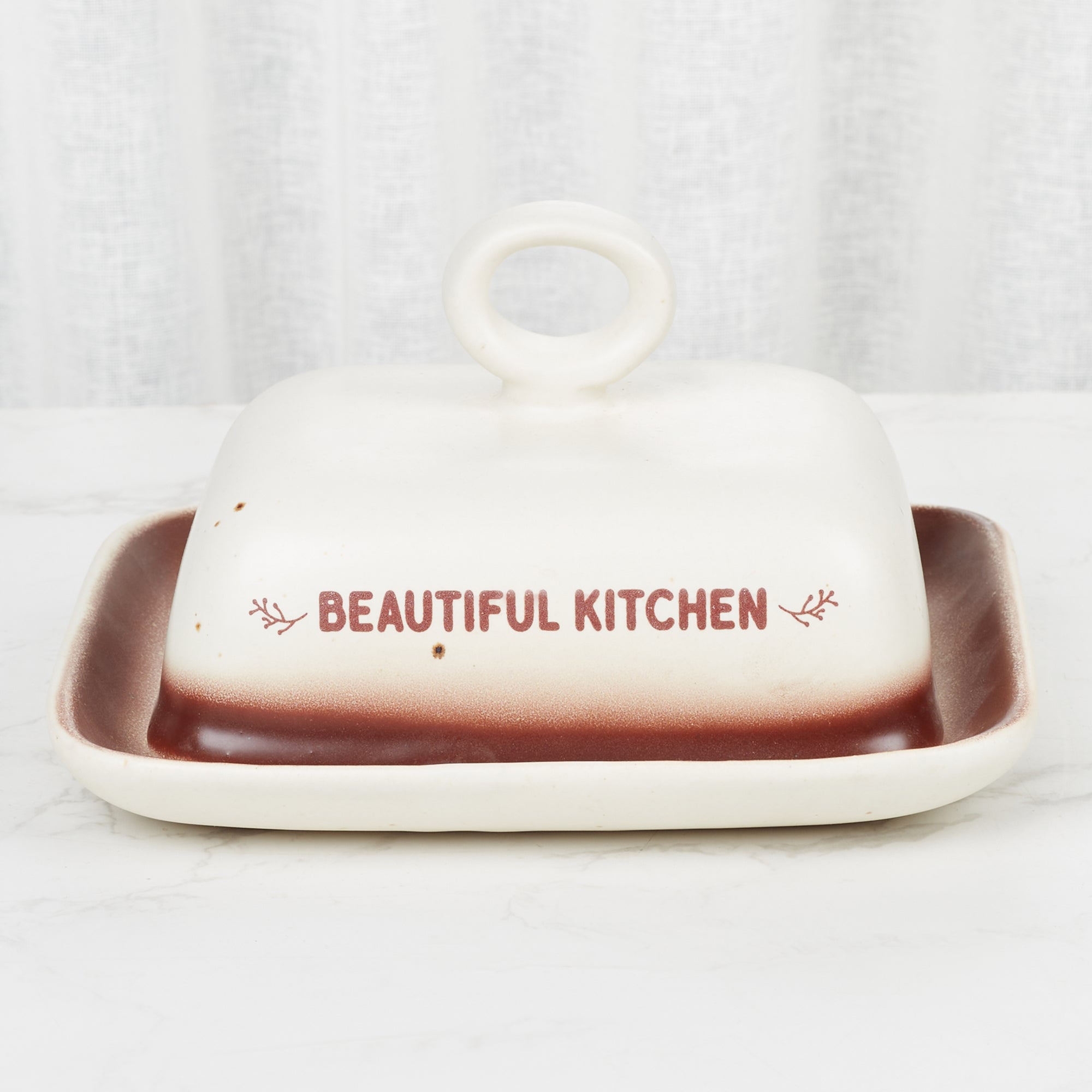 Beautiful Kitchen Studio Pottery Stoneware Butter Dish in Beige Colour