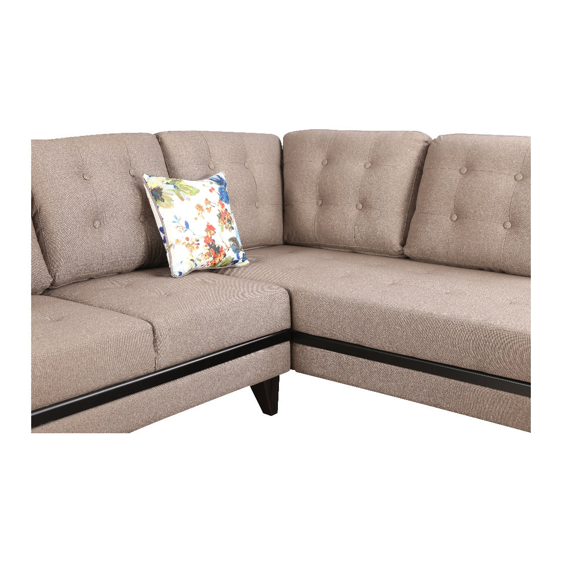 Garcia Fabric 3 Seater Sofa With Left Hand Side Lounger in Brown Colour