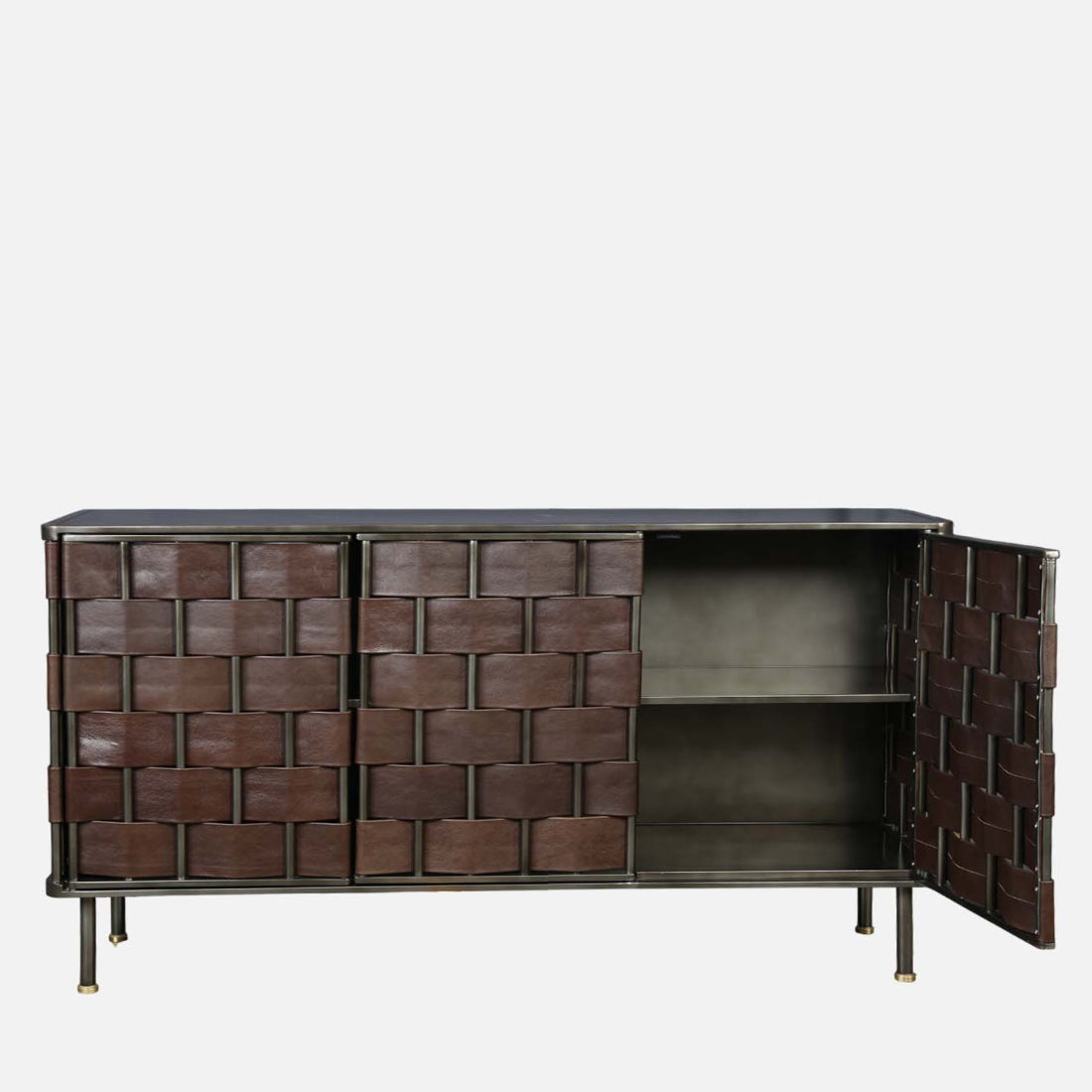 Theodore Metal Sideboard in Walnut Colour