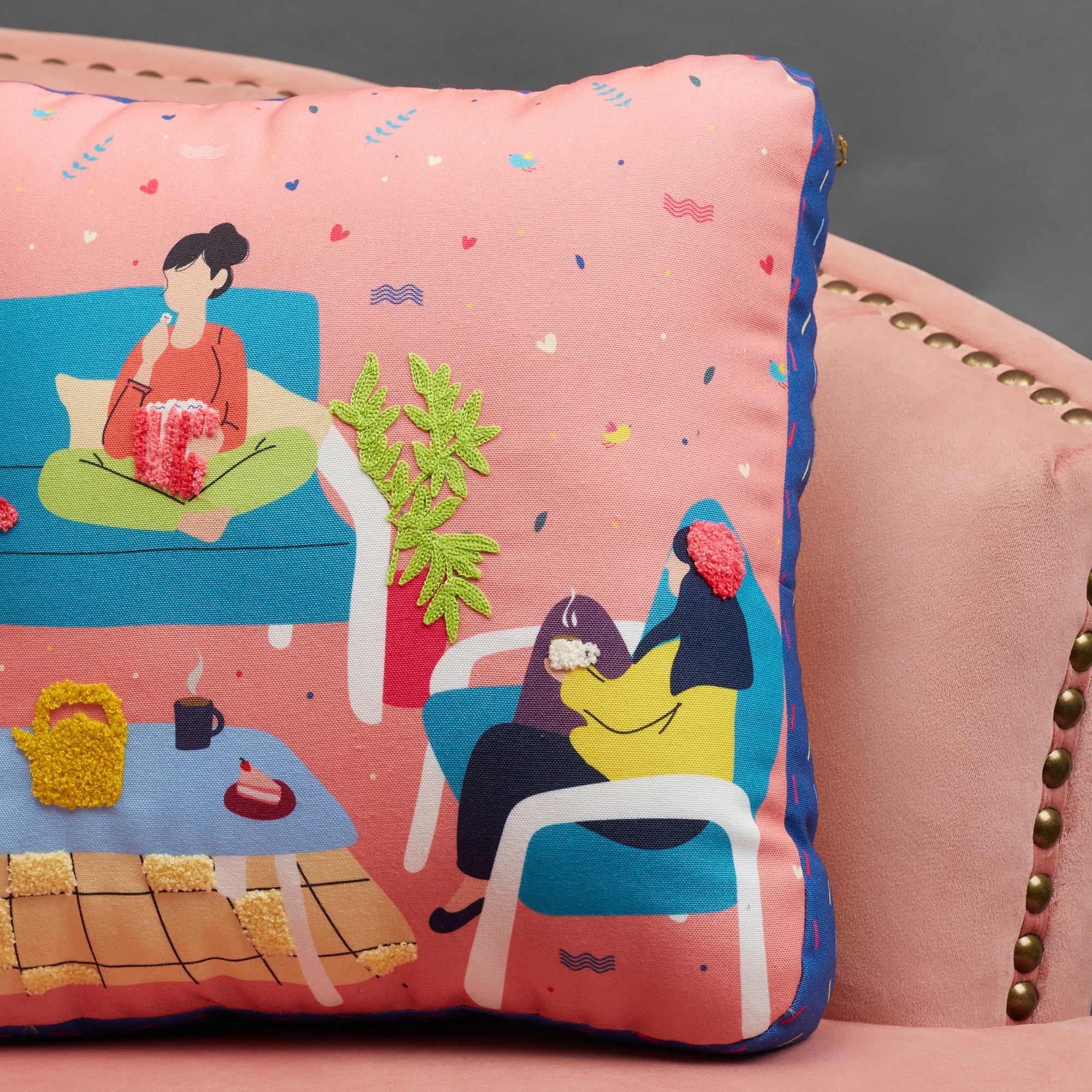 Good Life  Reversible GupShup Digital Printed Shaped Cushion 40x40 Cm in Yellow Colour