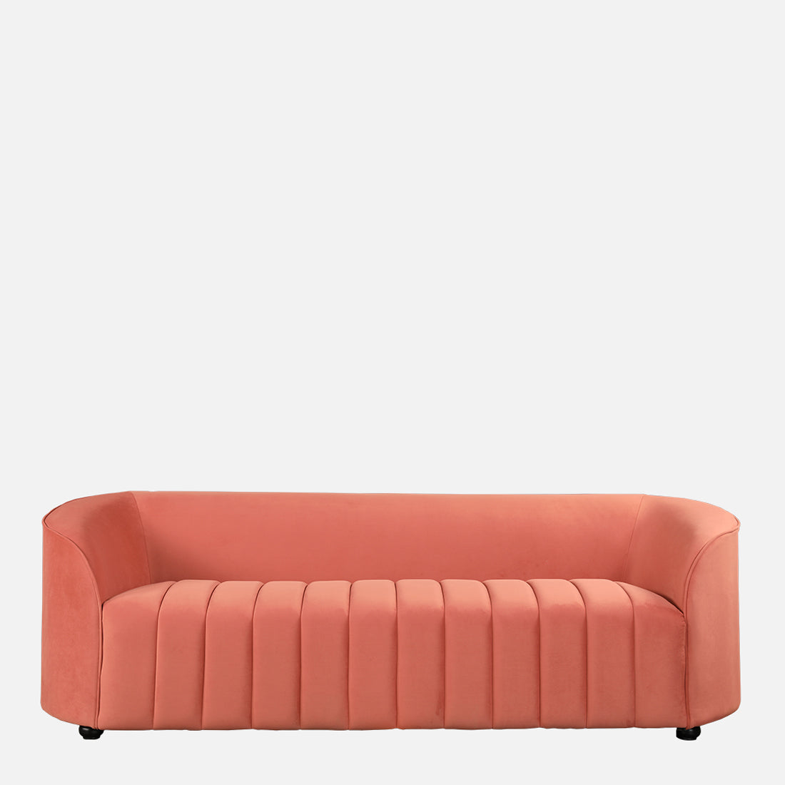 Elise Velvet Fabric Three Seater Sofa in Rust Colour