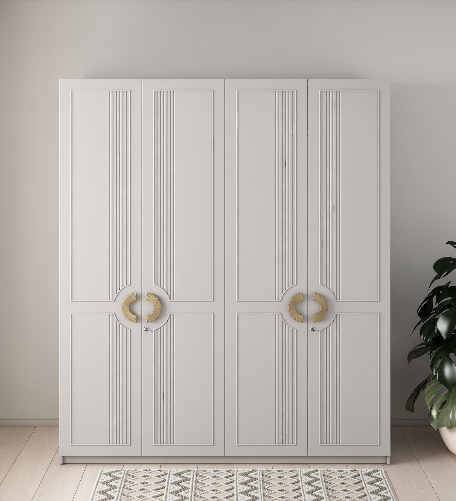 Akira 4 Door Wardrobe in Pumic Grey Colour