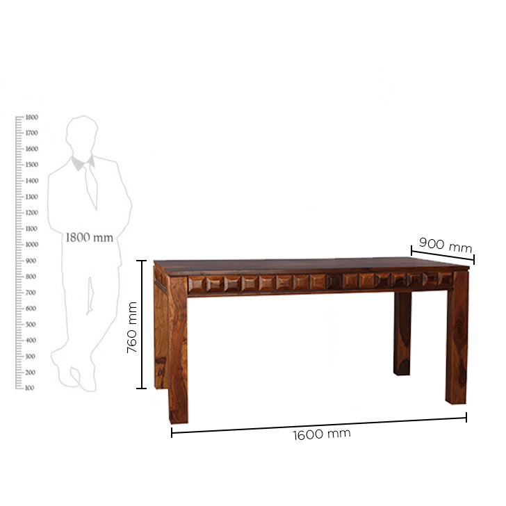 Woodrow Sheesham Wood(Rosewood) 6 Seater Dining Table in Honey Colour