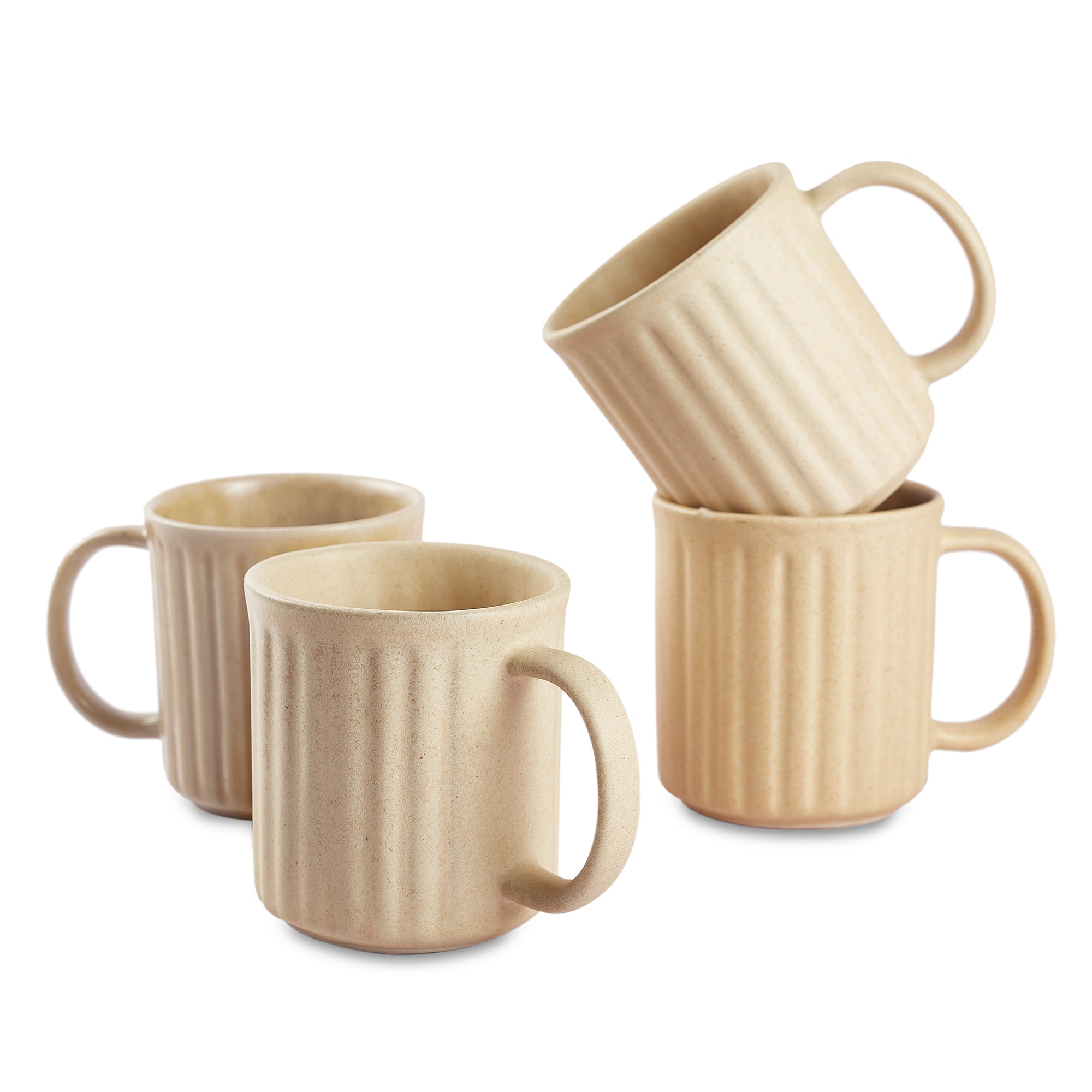 Living Essence WabiSabi Mustard Mug Set of 4Pcs