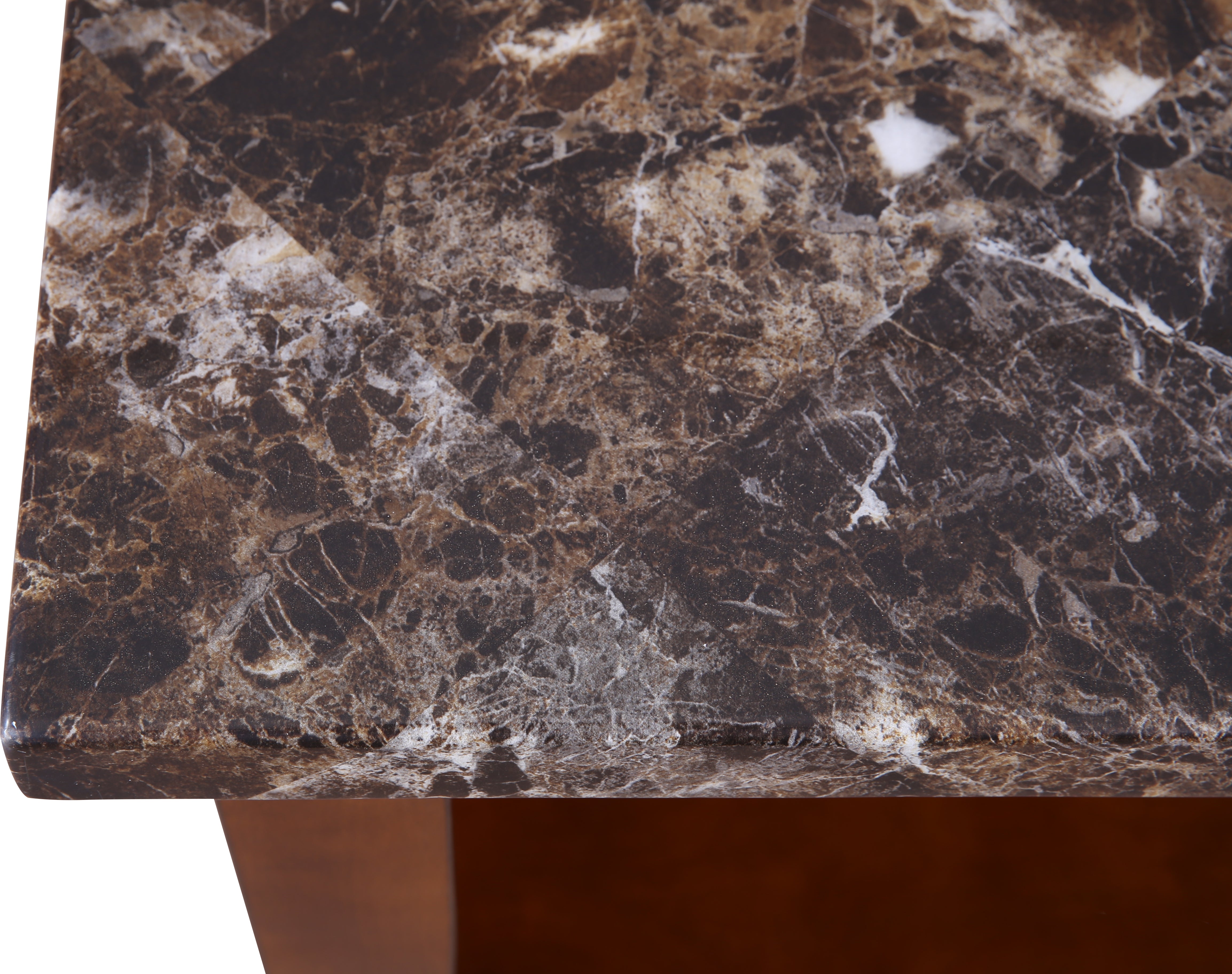 Eden Marble Finish Top Side Table in Brown Colour