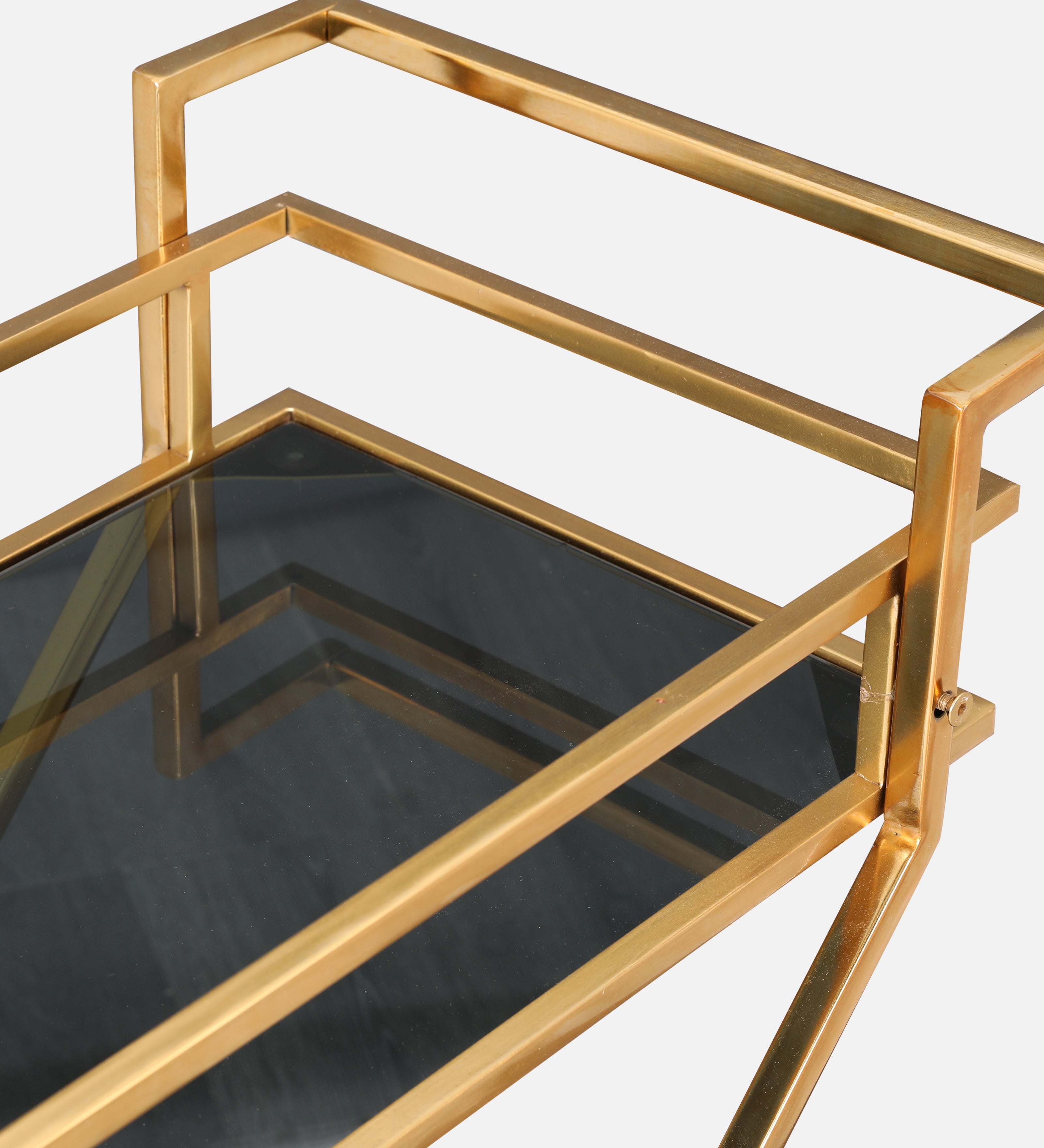 Turin Metal Serving Trolley in Gold & Black Colour