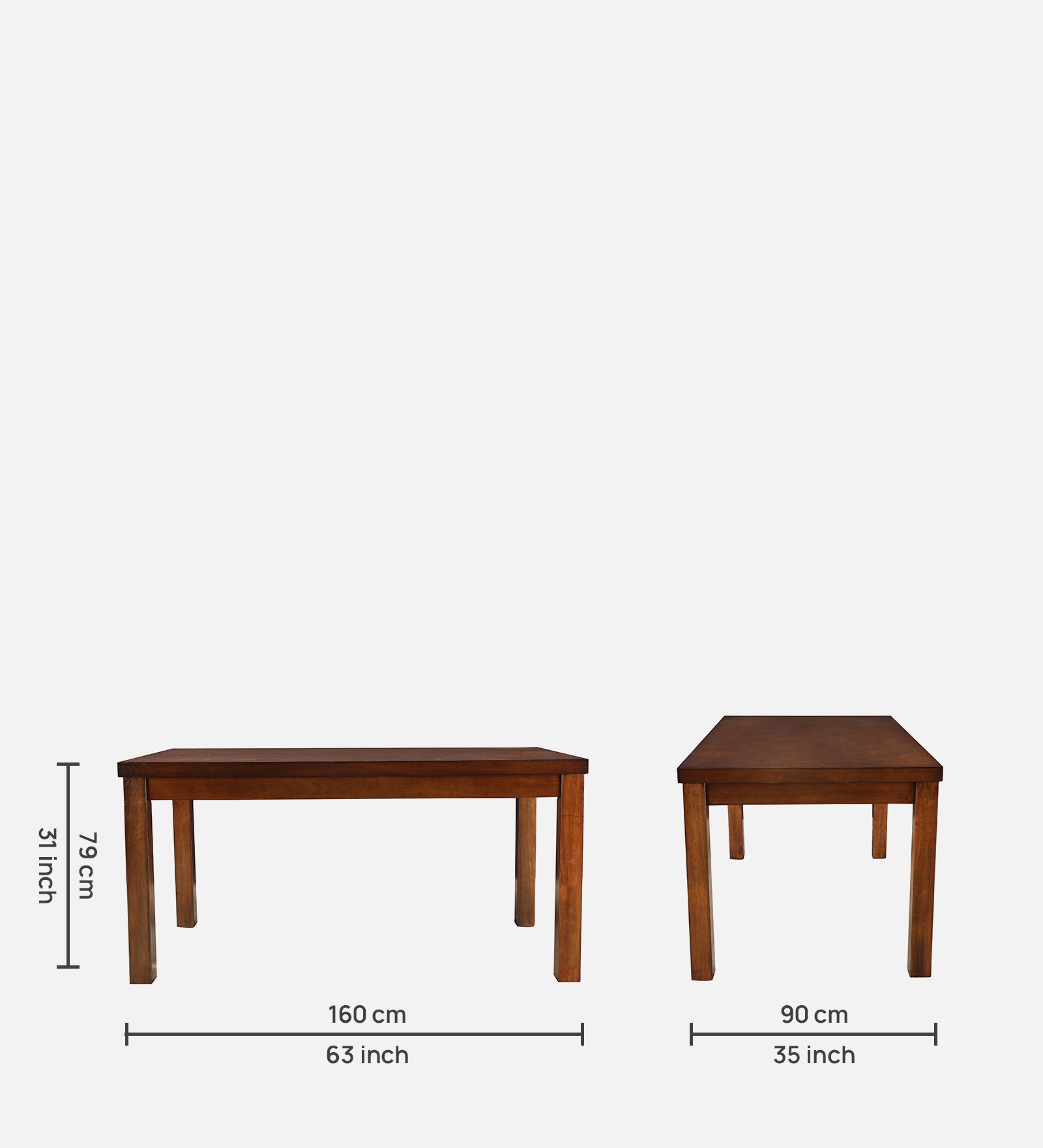 Shore Rubber Wood Six Seater Dining Set With Bench in Rio Brown Colour