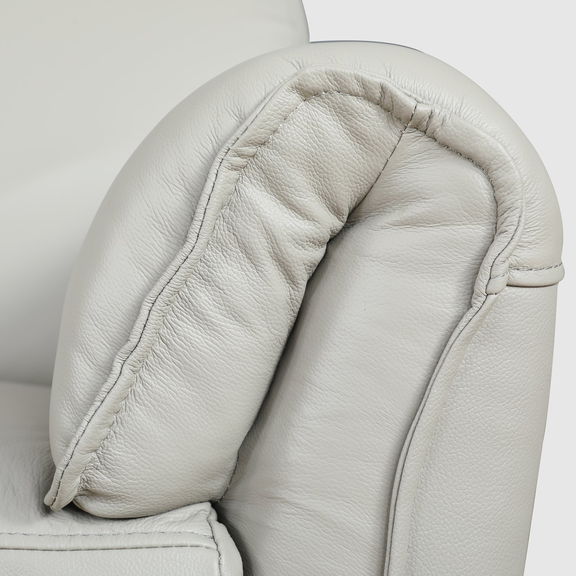 Emilia Half Leather Three seater Electric Recliner in Light Grey Colour