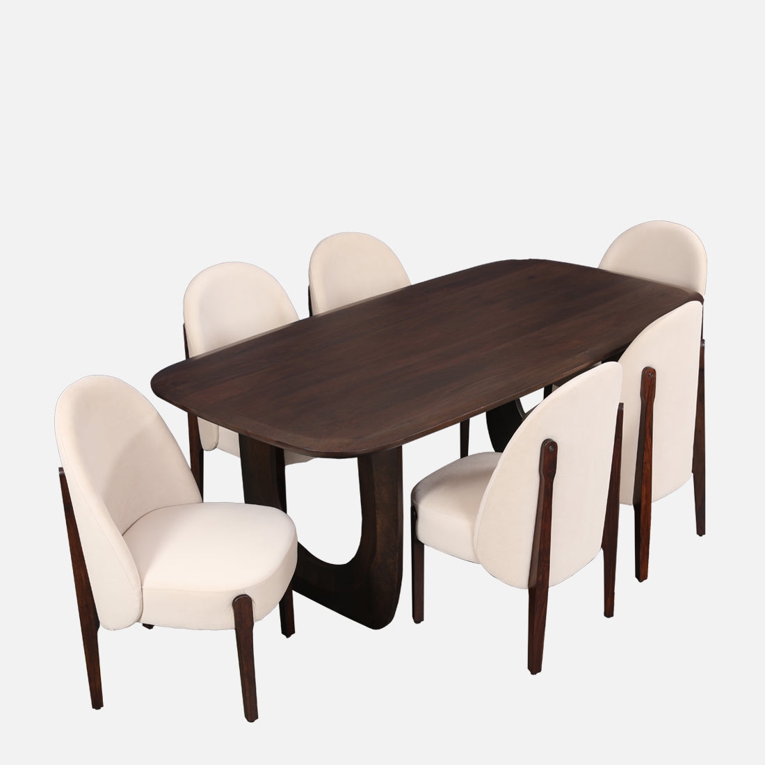 Cressida Solidwood Six Seater Dining Set in Walnut Colour