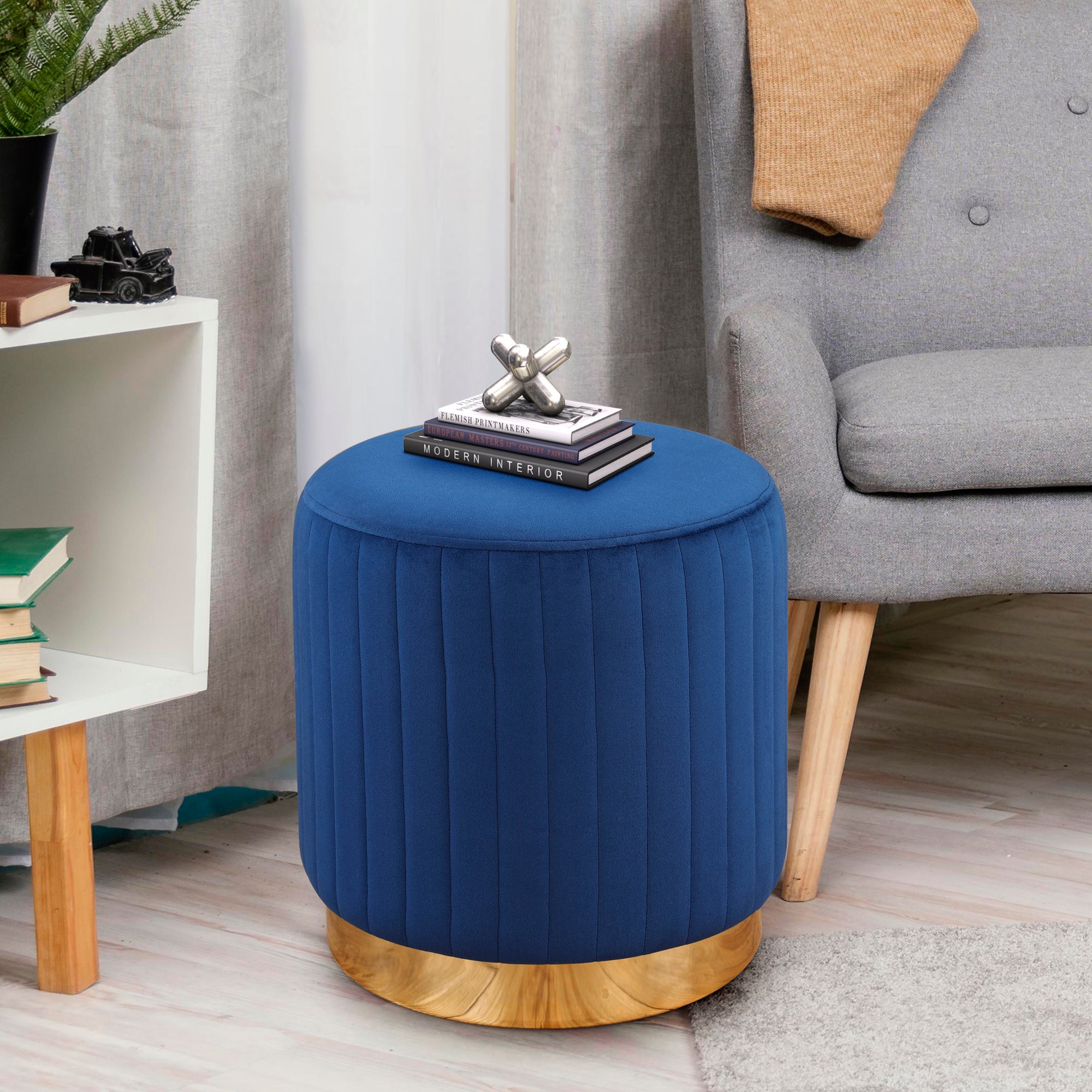Francesca Fabric Ottomans in Blue Colour