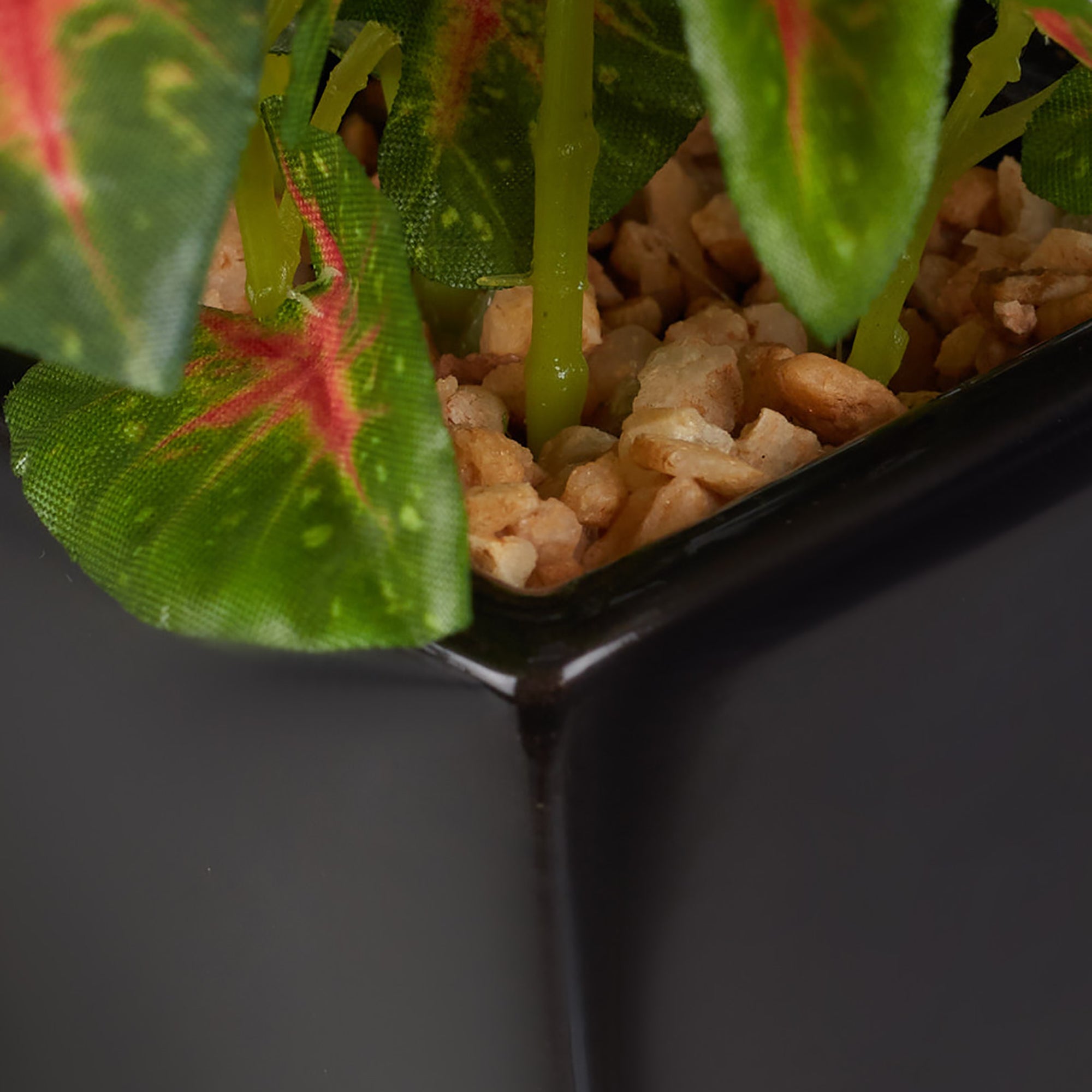 Ilana  Faux Caladium Ceramic Potted Plant 19 Cm in Green Colour