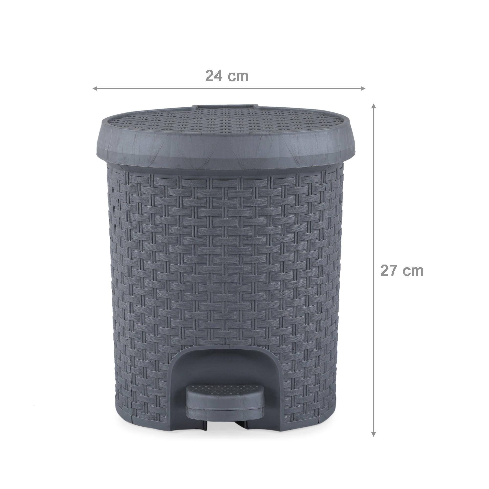 Java Plastic Pedal Dustbin with Inner Bucket 8 Ltr in Grey Colour