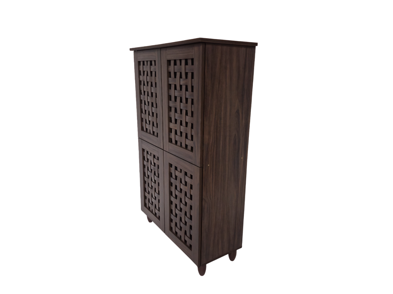 Neste 4 Door Shoe Rack in Walnut Colour