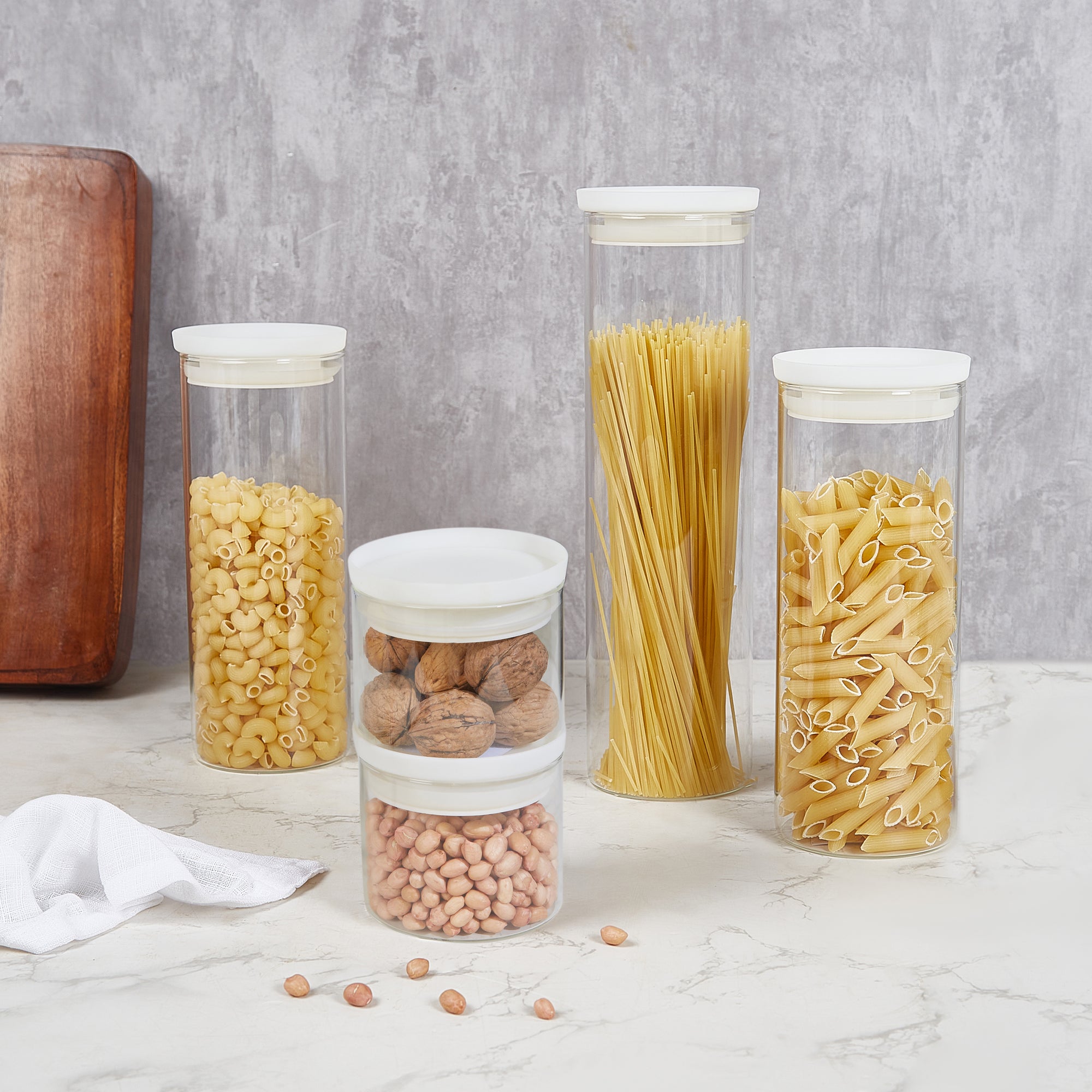 Fiesta Borosilicate Glass Pantry Storage Jar Set of 5 in Clear Colour
