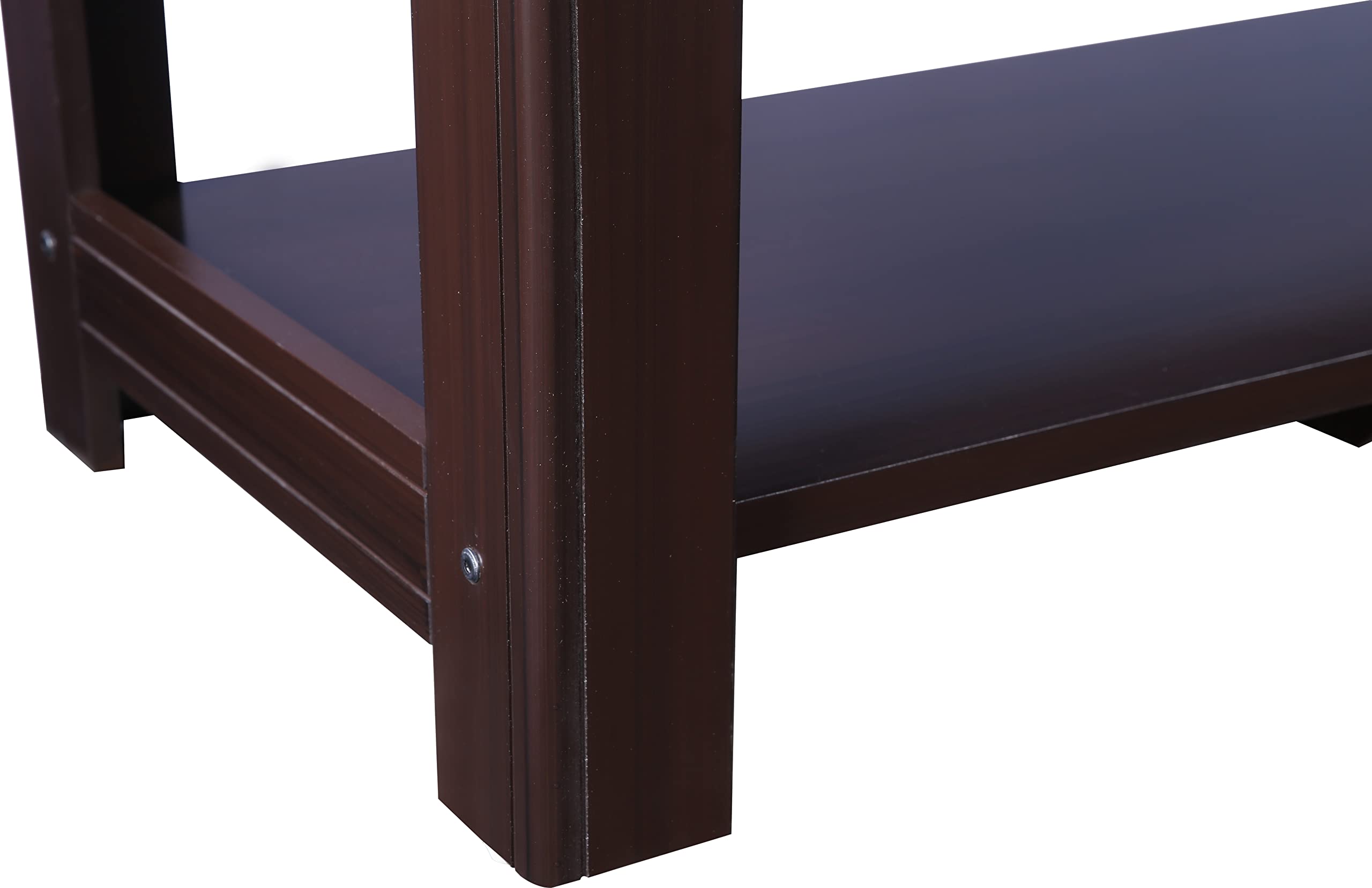 Maysville Glass Top Center Table in Walnut Colour