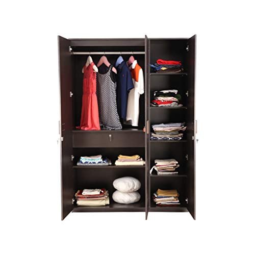 Tiago Engineered Wood Three Door Wardrobe in Wenge Colour