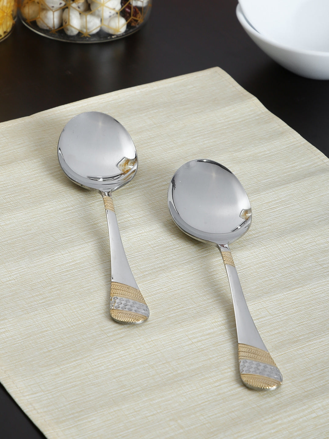 Fns Imperio Steel Serving Spoon Set 2 Pc in Multi Colour