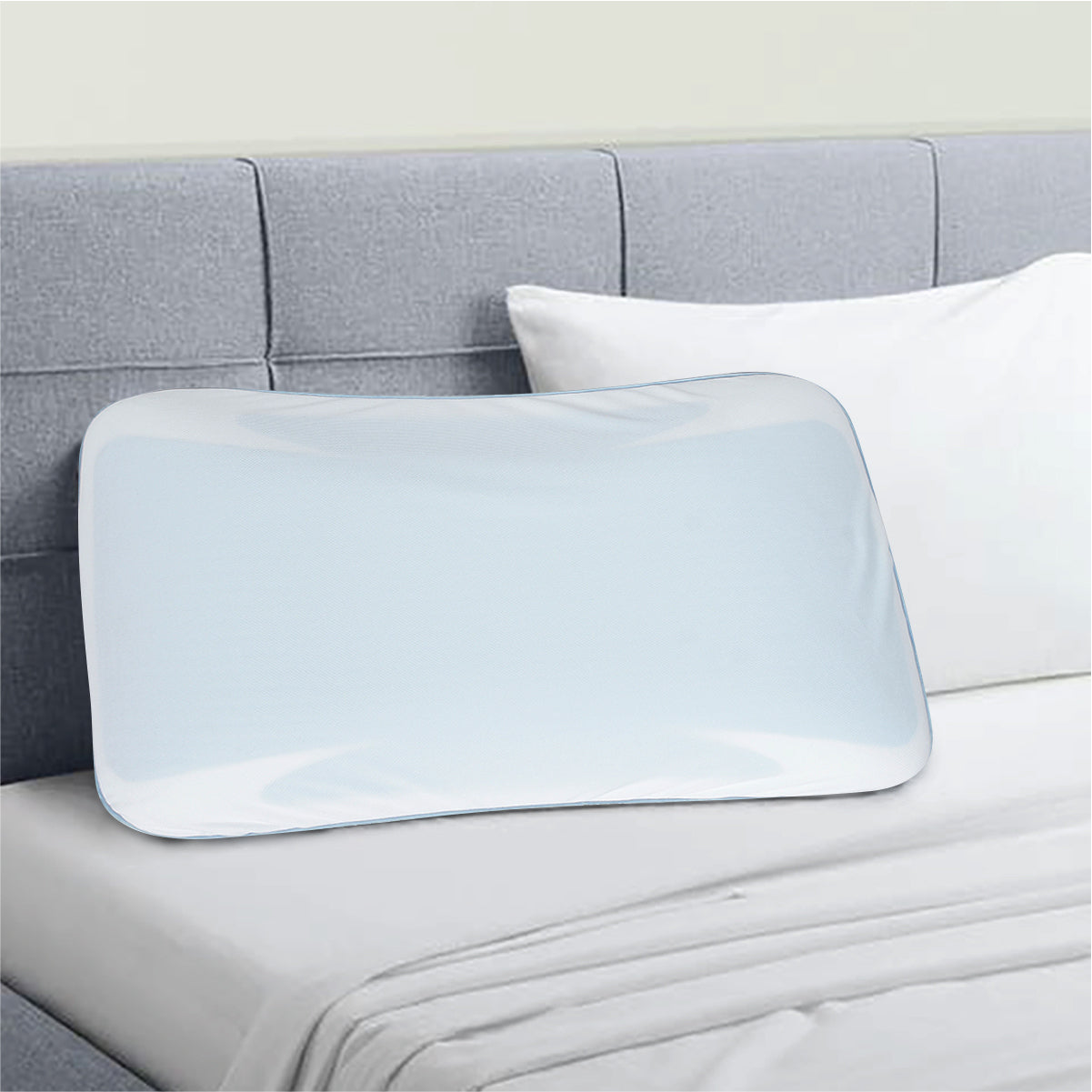 Contoura Gel Memory Foam Pillow with Special Cooling Wings for Survical Support 60X40X12 Cms in White Colour