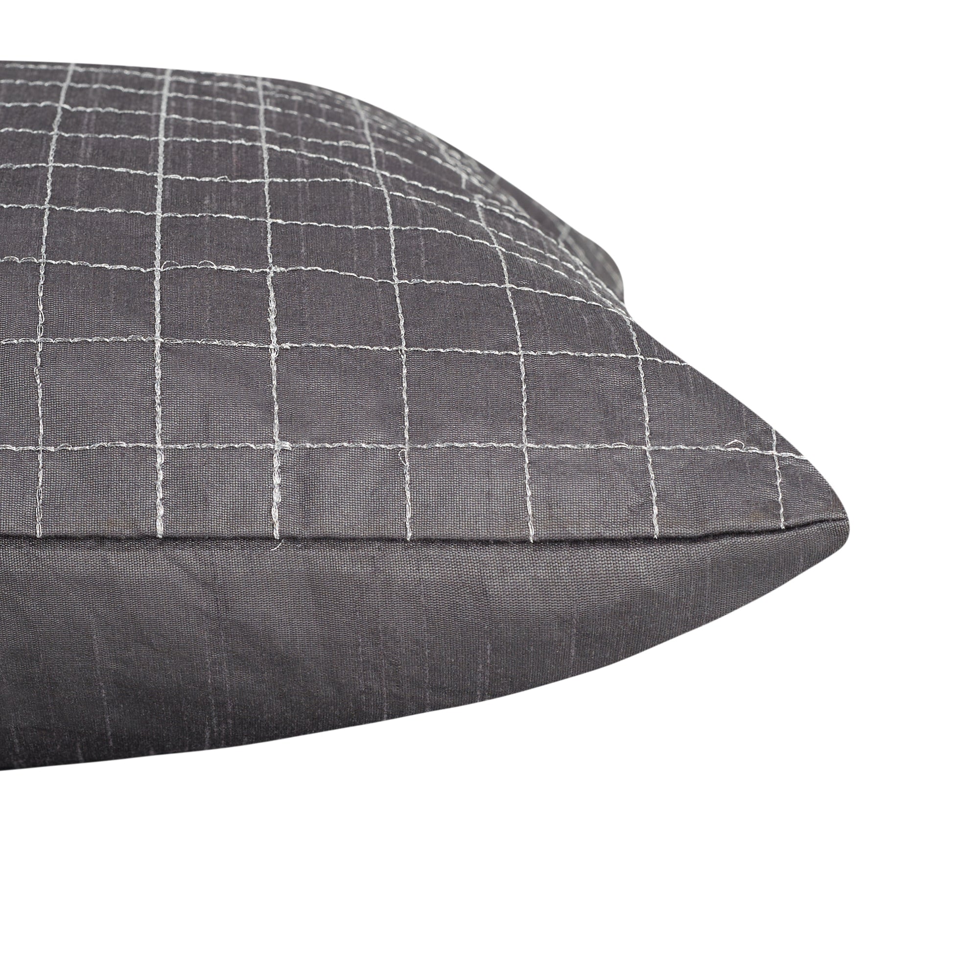 Modern Pleated Set Of 2 Cushion Cover 40x40 Cm in Charcoal Colour