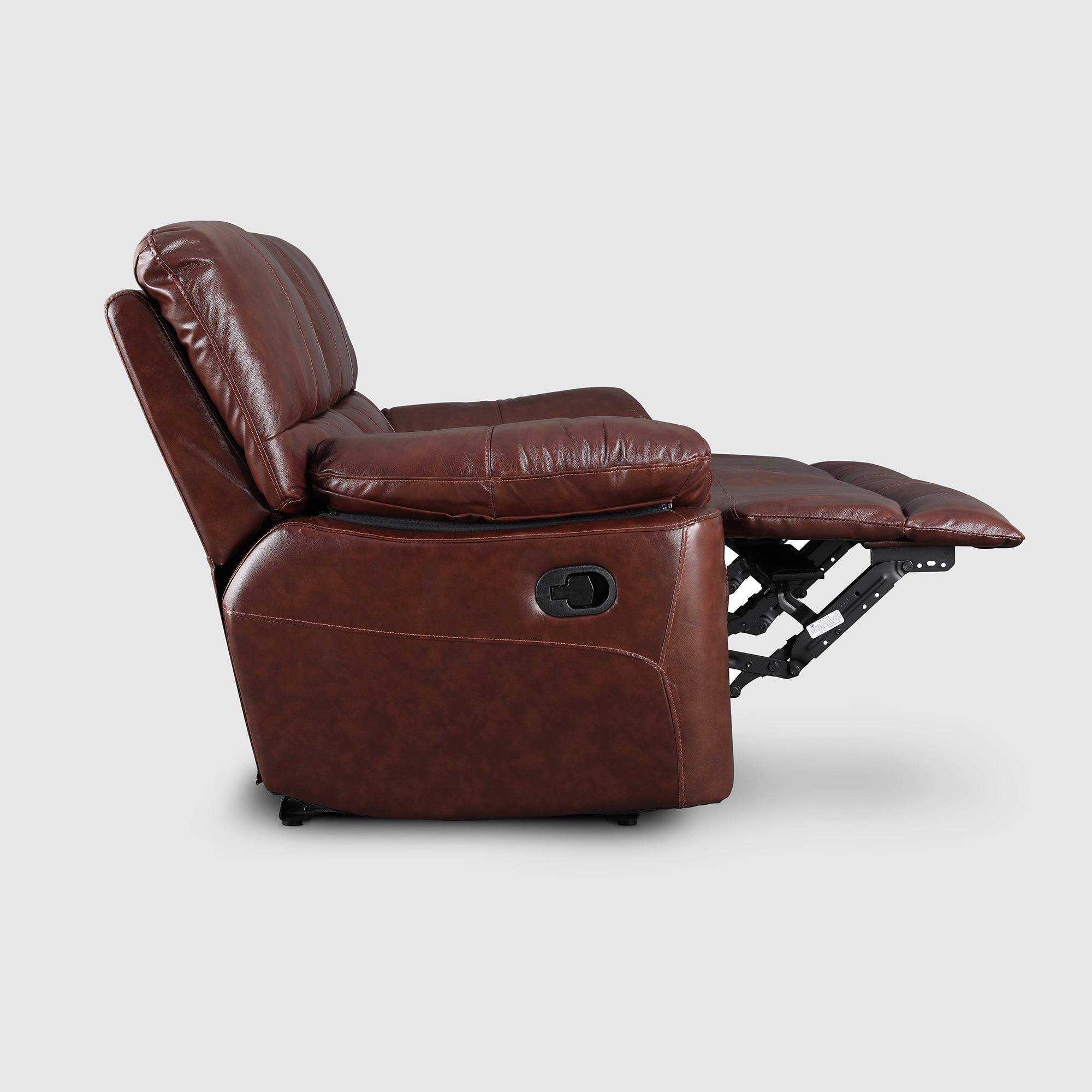 Charles Half Leather Two Seater Recliner in Brown Colour