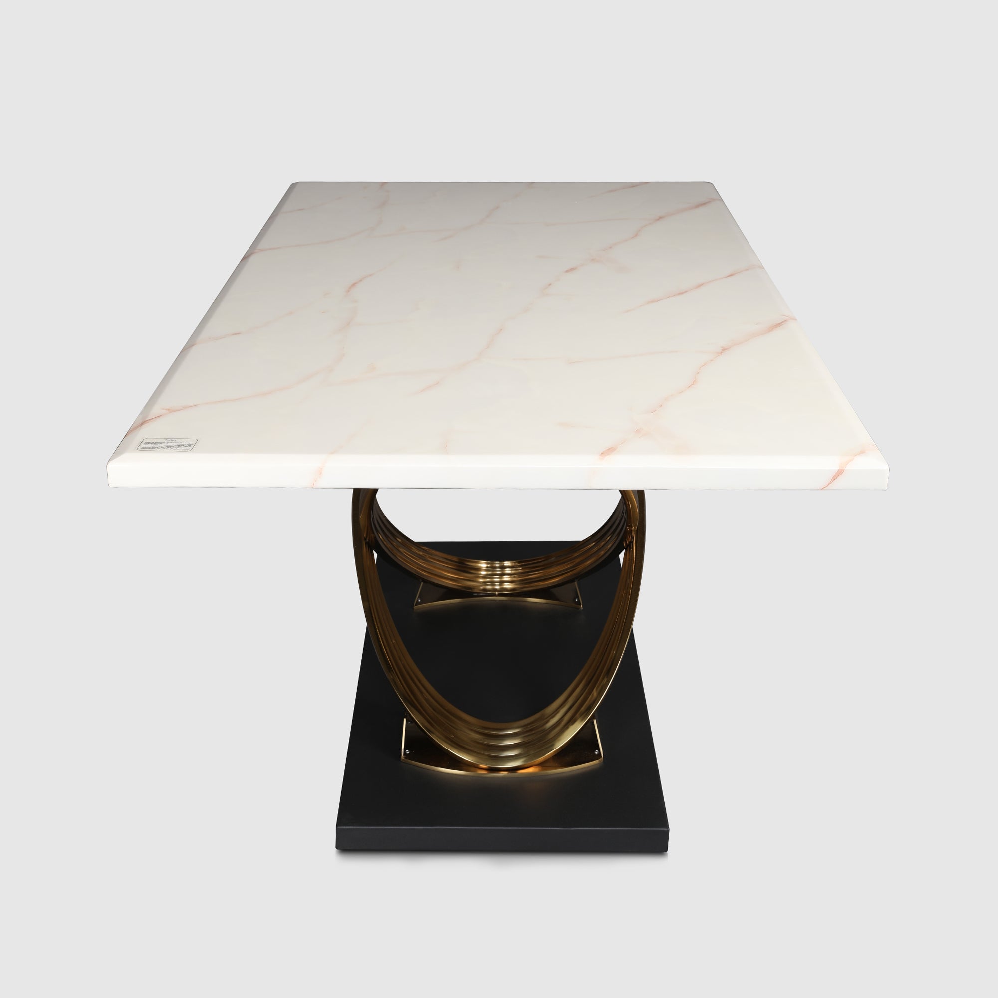 Henry Marble Finish Six Seater Dining Table in Beige & Gold Colour