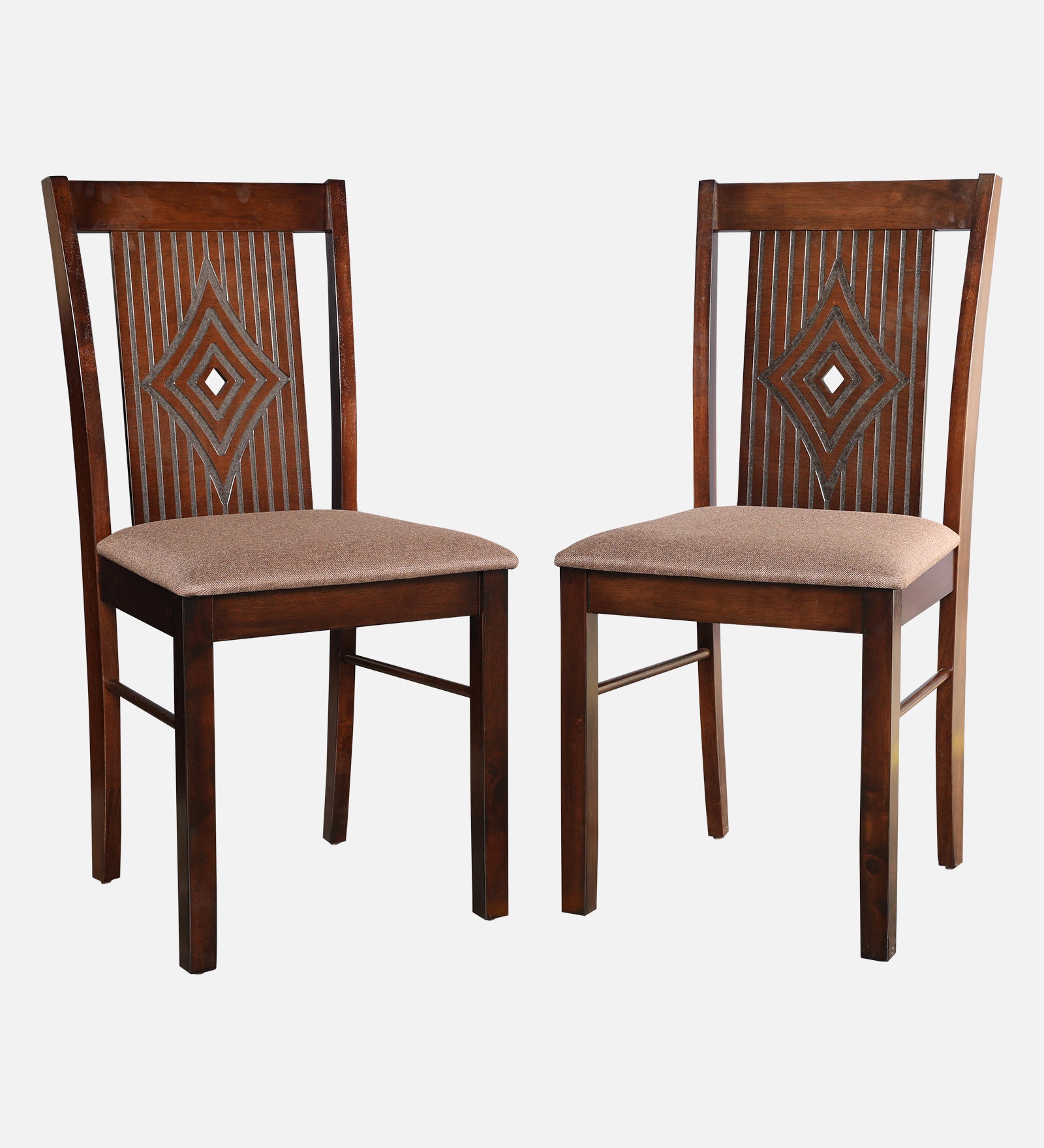 Aravali Rubber Wood Four Seater Dining Set With Bench in Antique Cherry Colour