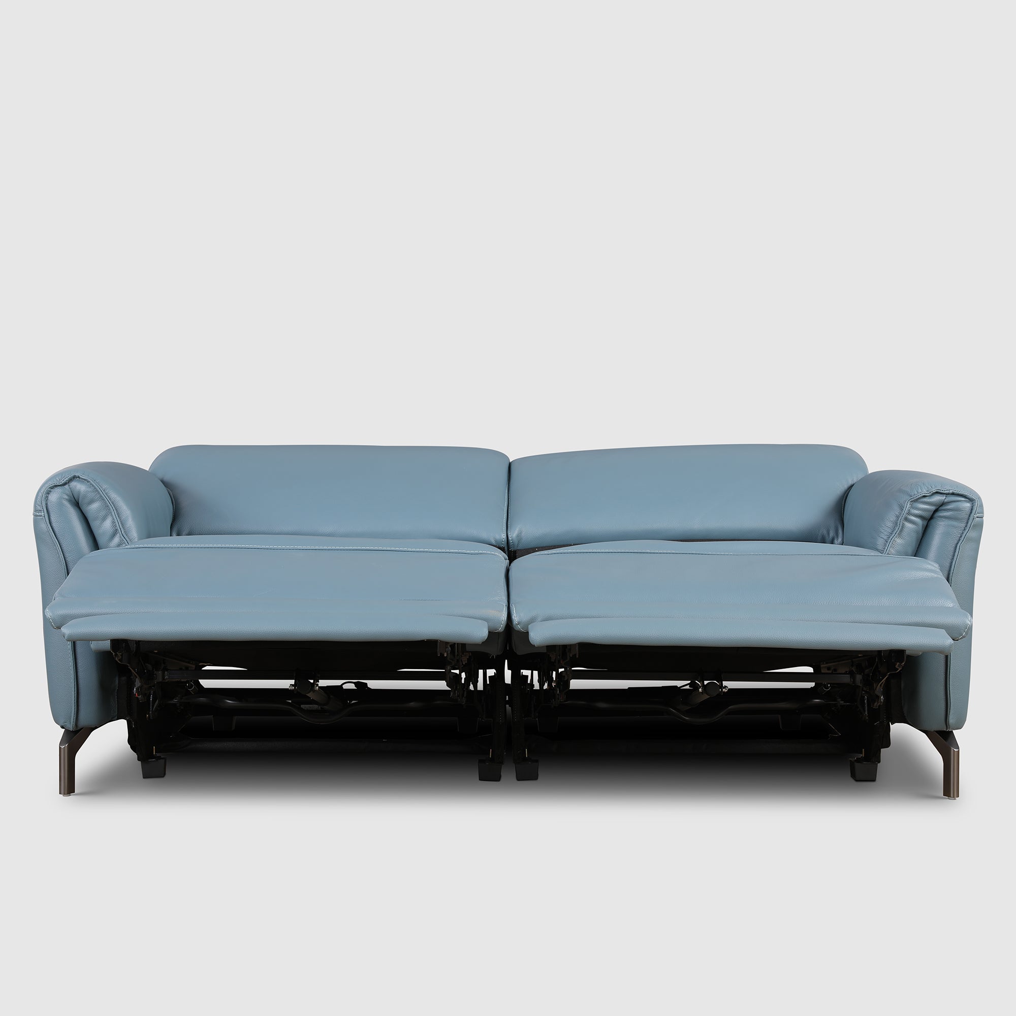 Emilia Half Leather Three seater Electric Recliner in Blue Colour