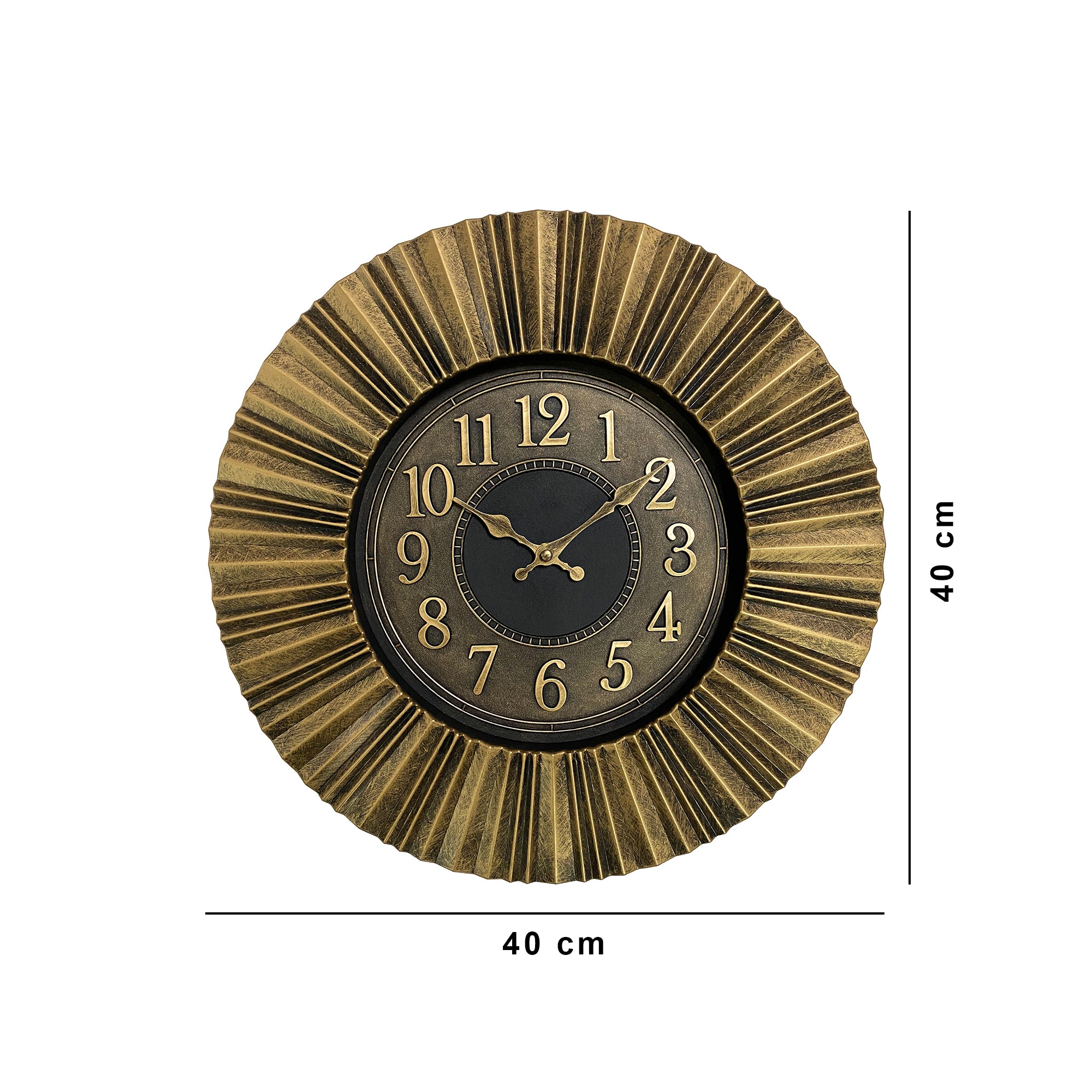 Aristo Rays Rim Classic Wall Clock, Diameter 40cm in Gold Colour