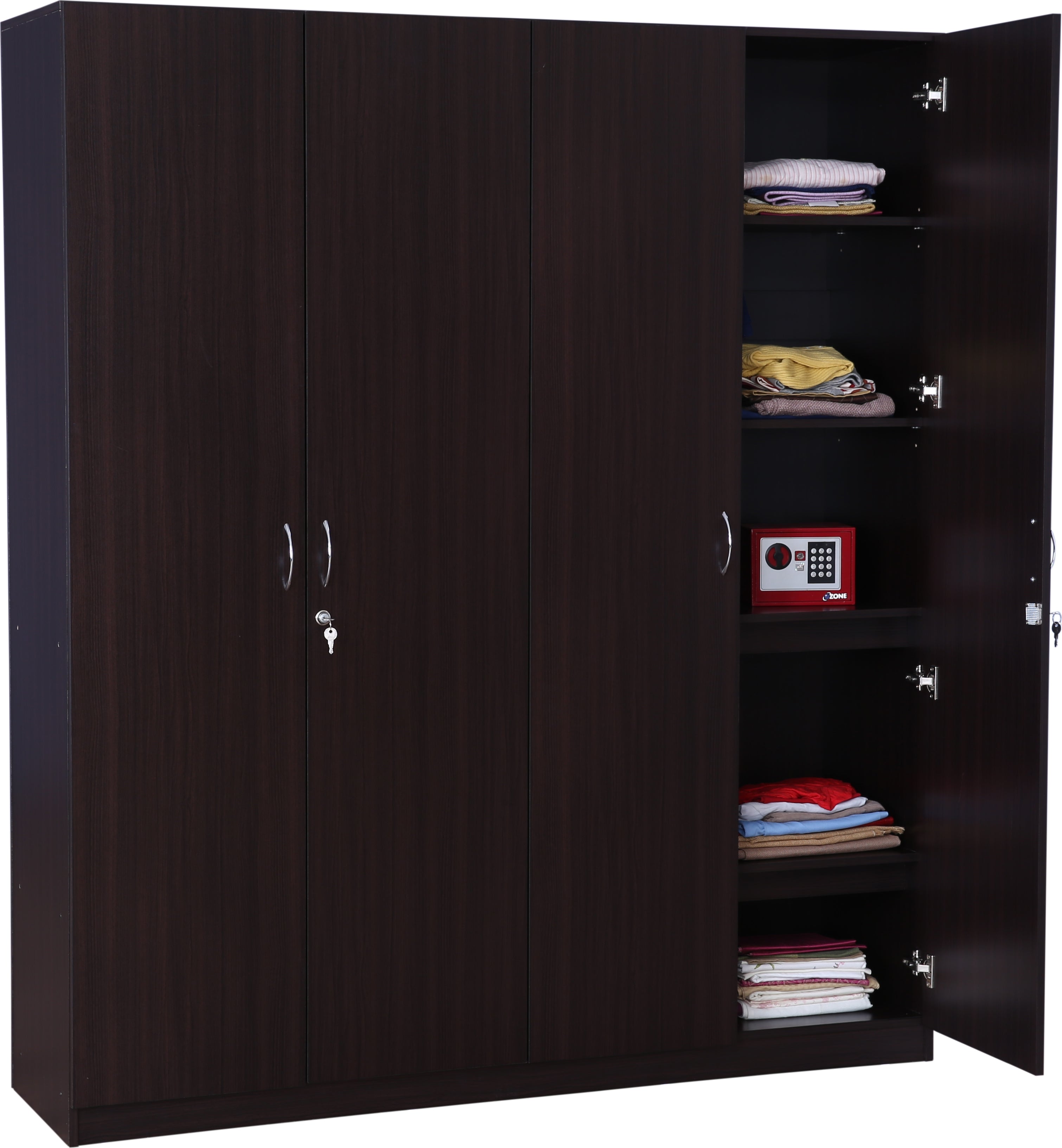 Willy Engineered Wood 4 door wardrobe in Walnut Colour