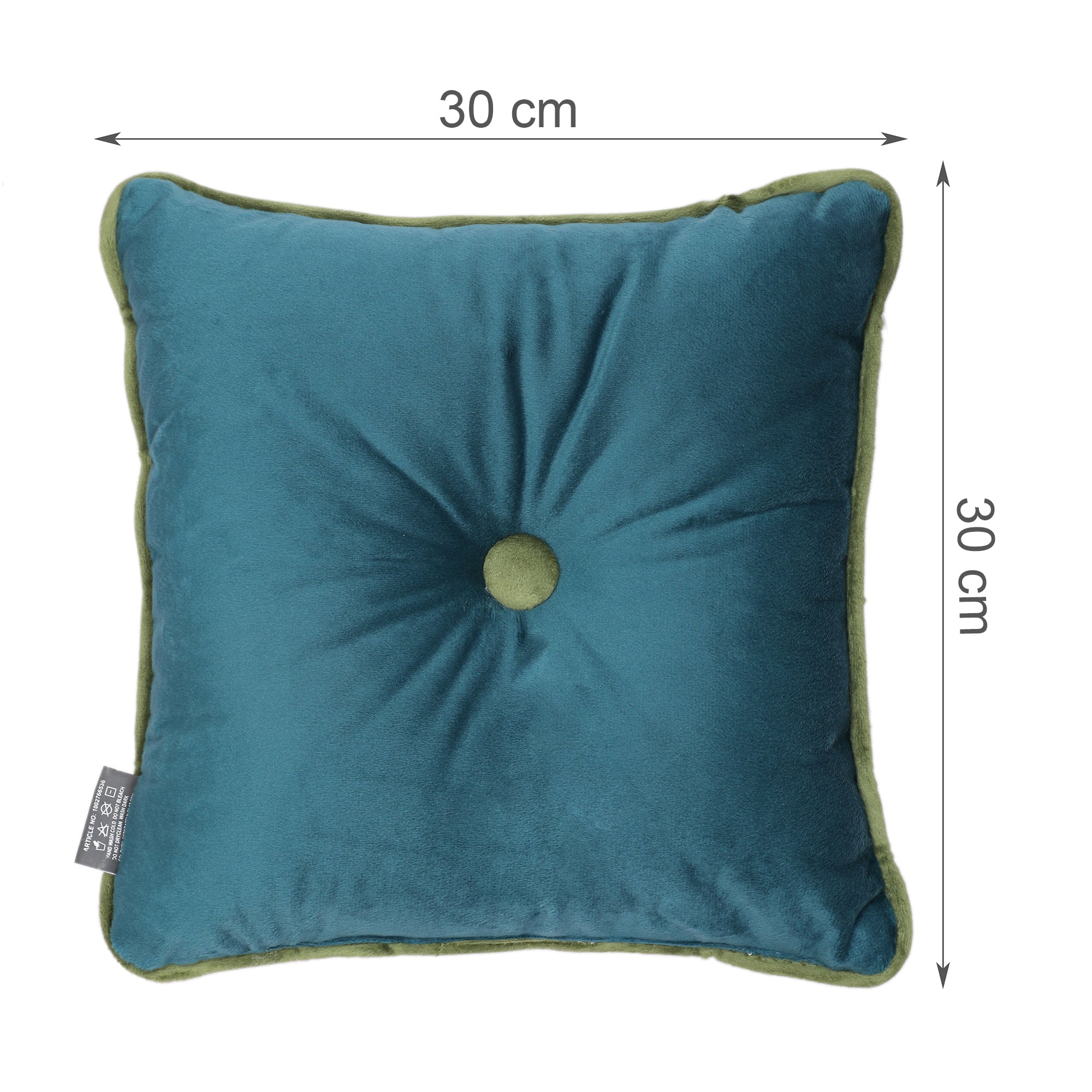 Velvet Solid Dori Filled Cushion Aqua, 30X30cm