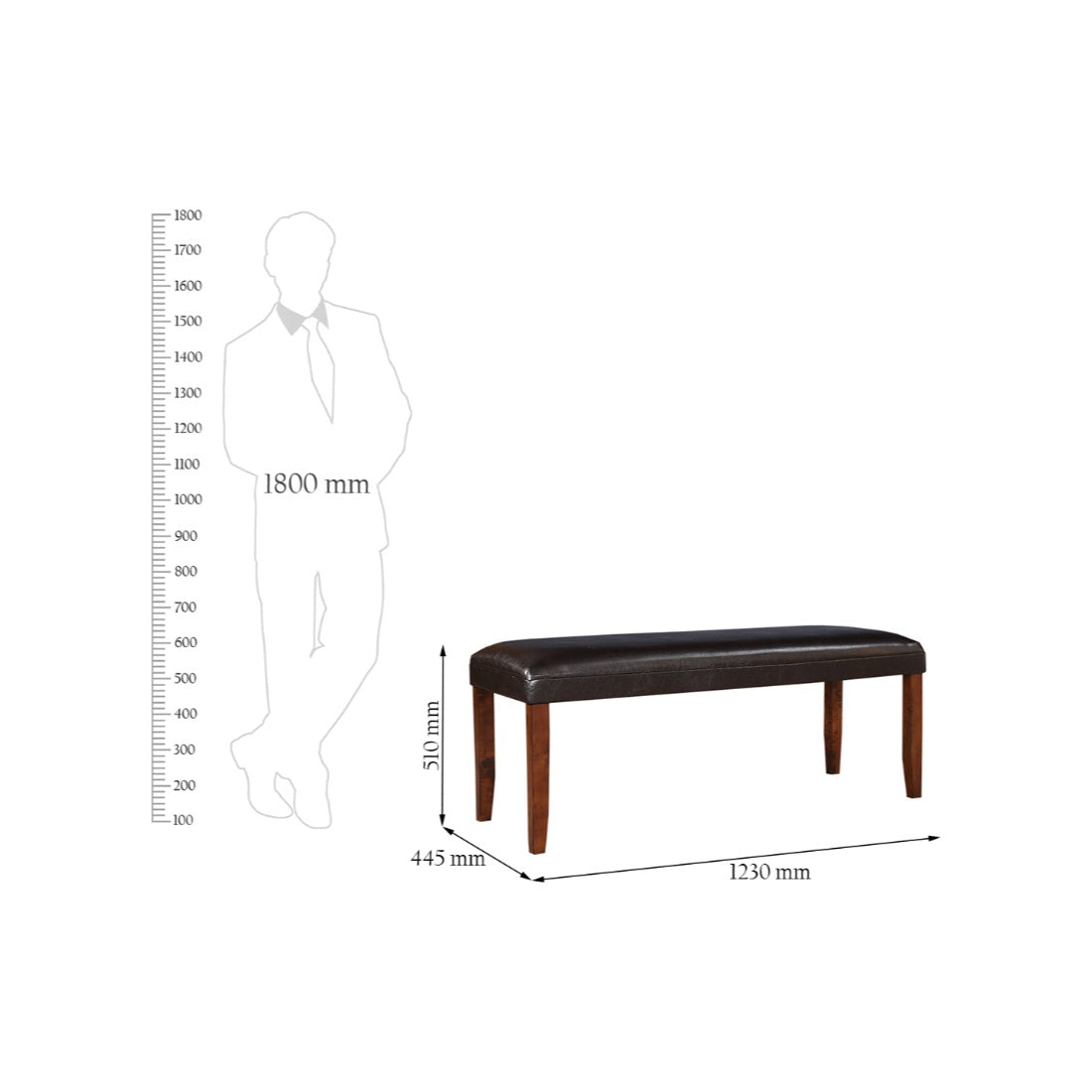 Eden Solidwood Dining Bench for 6 Seater in Brown Colour