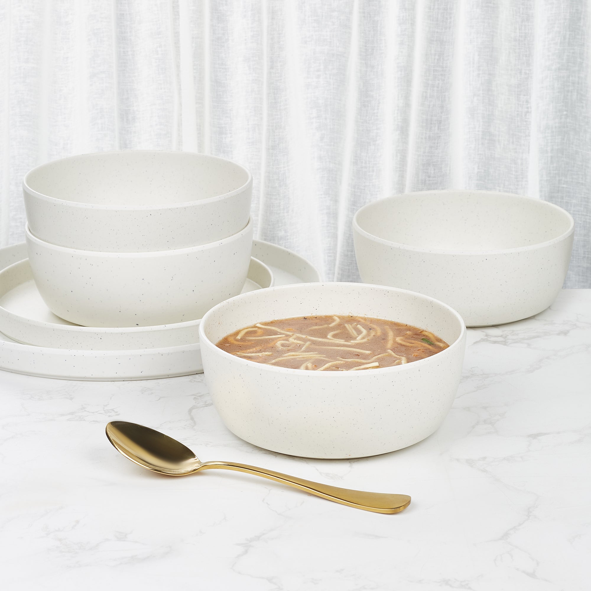 Minto Melamine Soup Bowl Set of 4 in Beige Colour