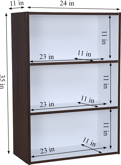 Mezzola Engineered Wood 3 Tier Bookshelf Large in Wenge Colour