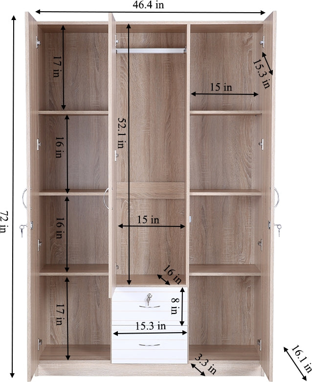 Molly Three door Wardrobe in Multi Colour