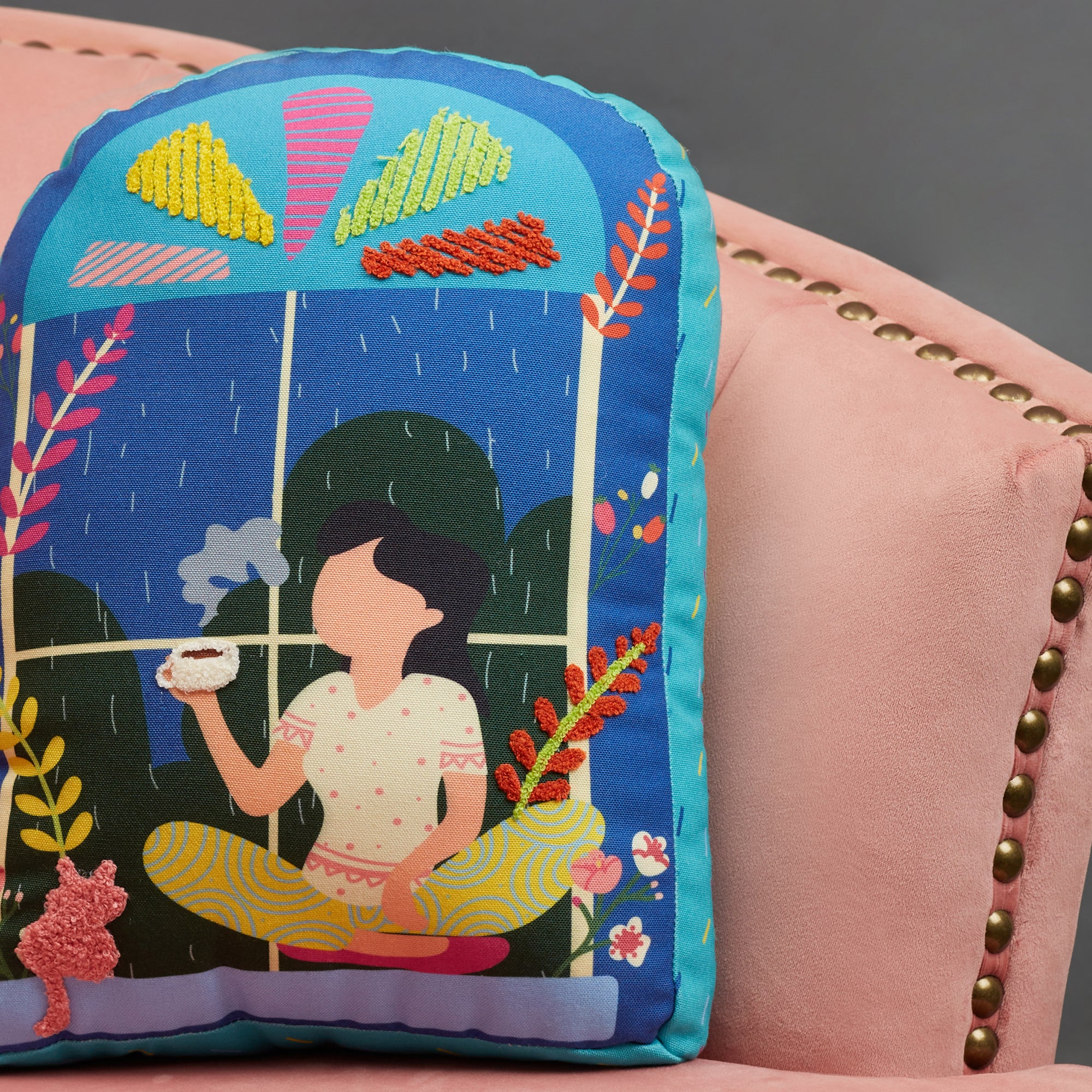 Good Life  Reversible Window Digital Printed Shaped Cushion 28x38 Cm in Green Colour