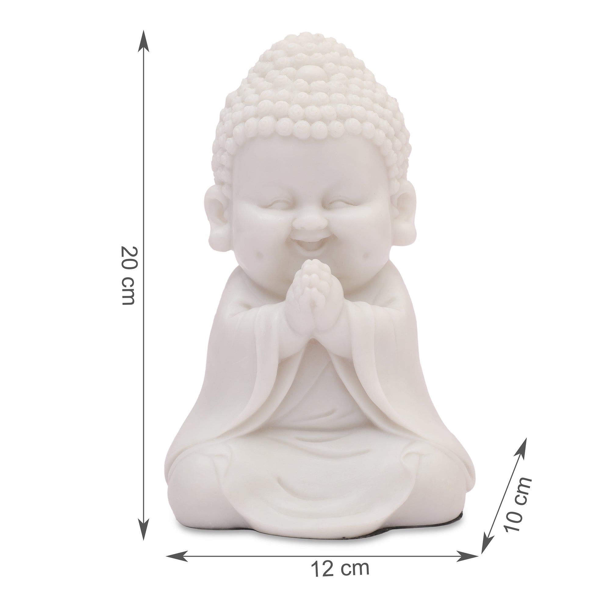 NAQSH PRAYING MONK, POLYRESIN HAND FINISHED FIGURINE WHITE BY LIVNG ESSENCE