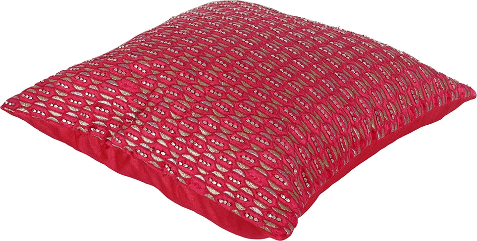 Folklore Cushion Cover 16X16 CM in Fushia Colour by Living Essence