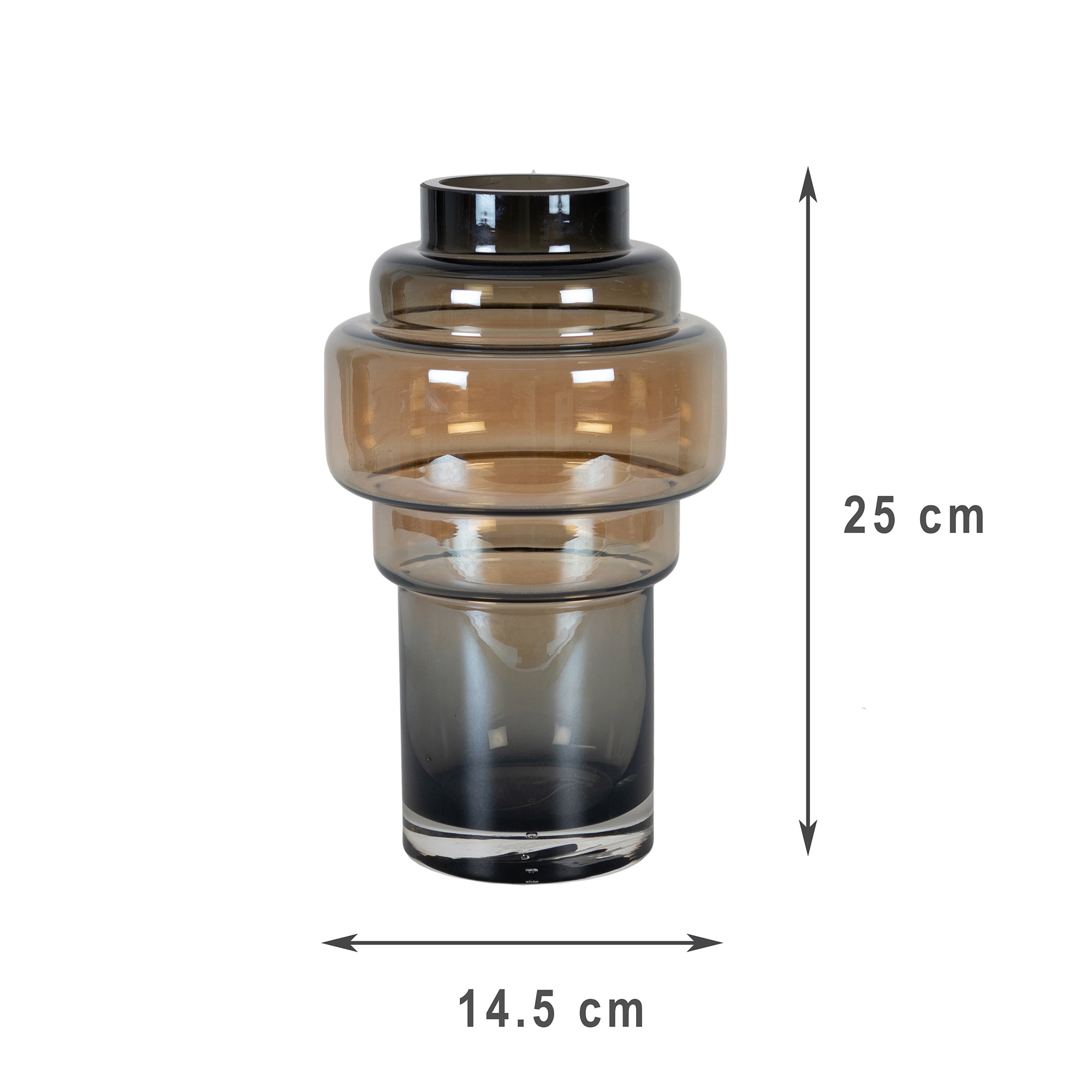 Julian Modern Glass Vase 25Cm in Smoky Colour