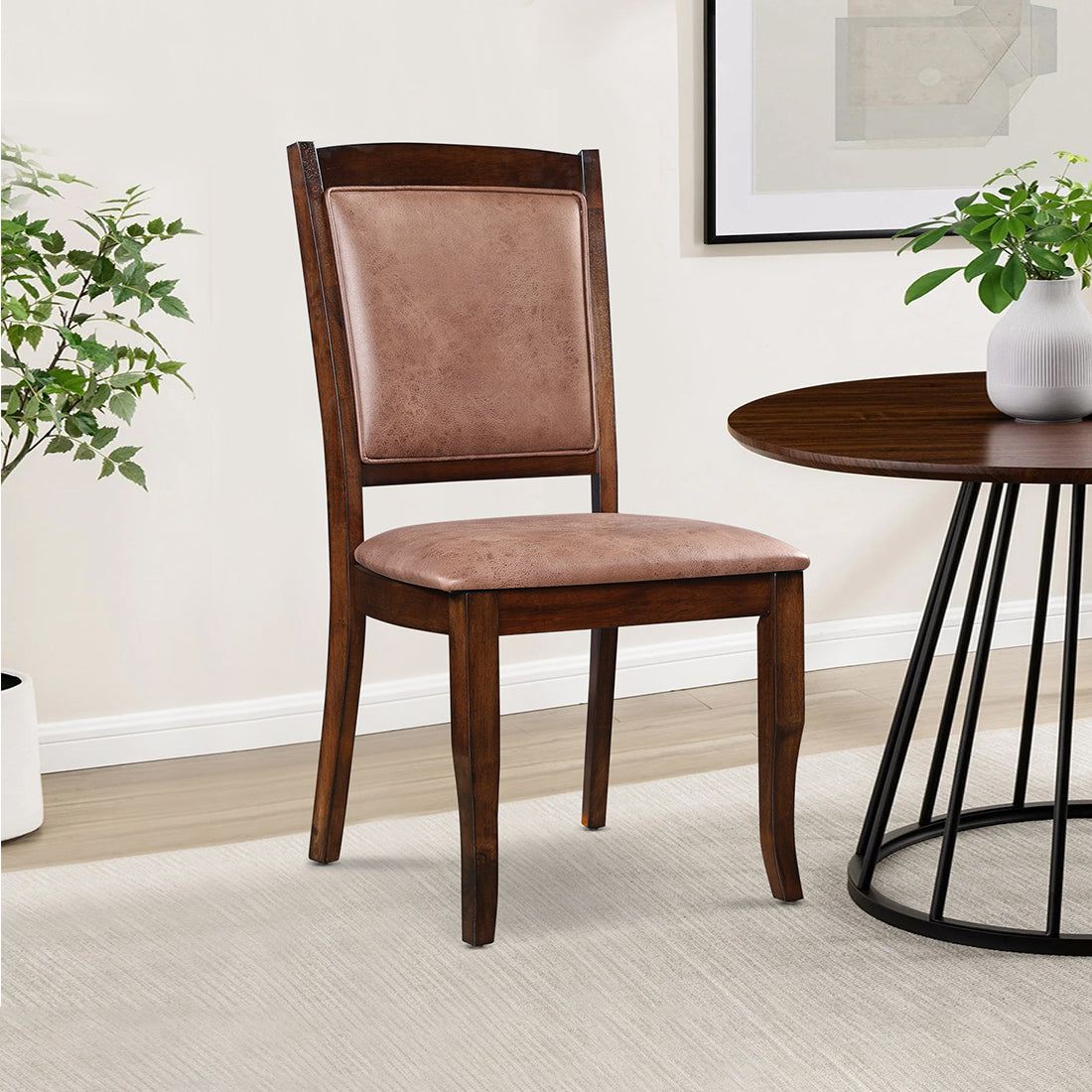 Nexus Solidwood Dining Chair Set Of 2 in Antique Cherry Colour